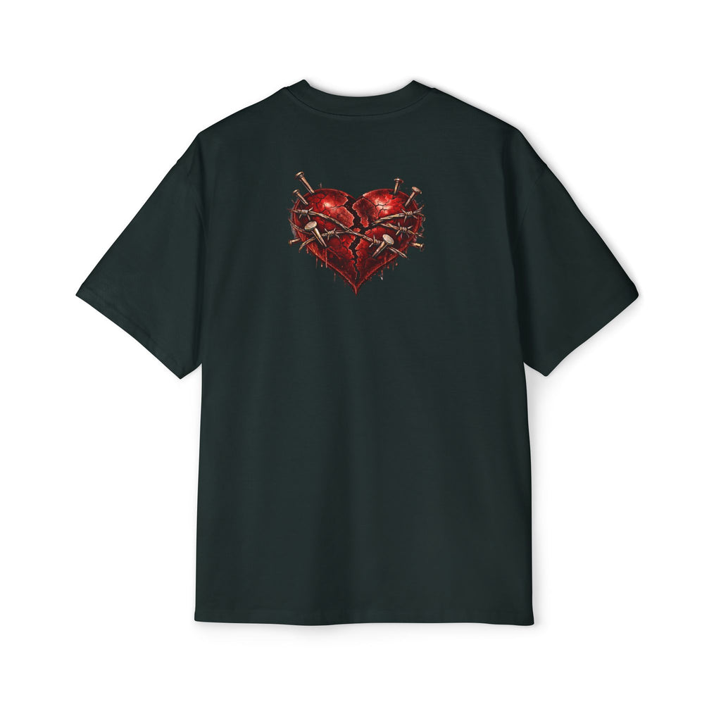 Oversized Discipline Over Emotions Graphic Tee (Front Red Heart) Printify