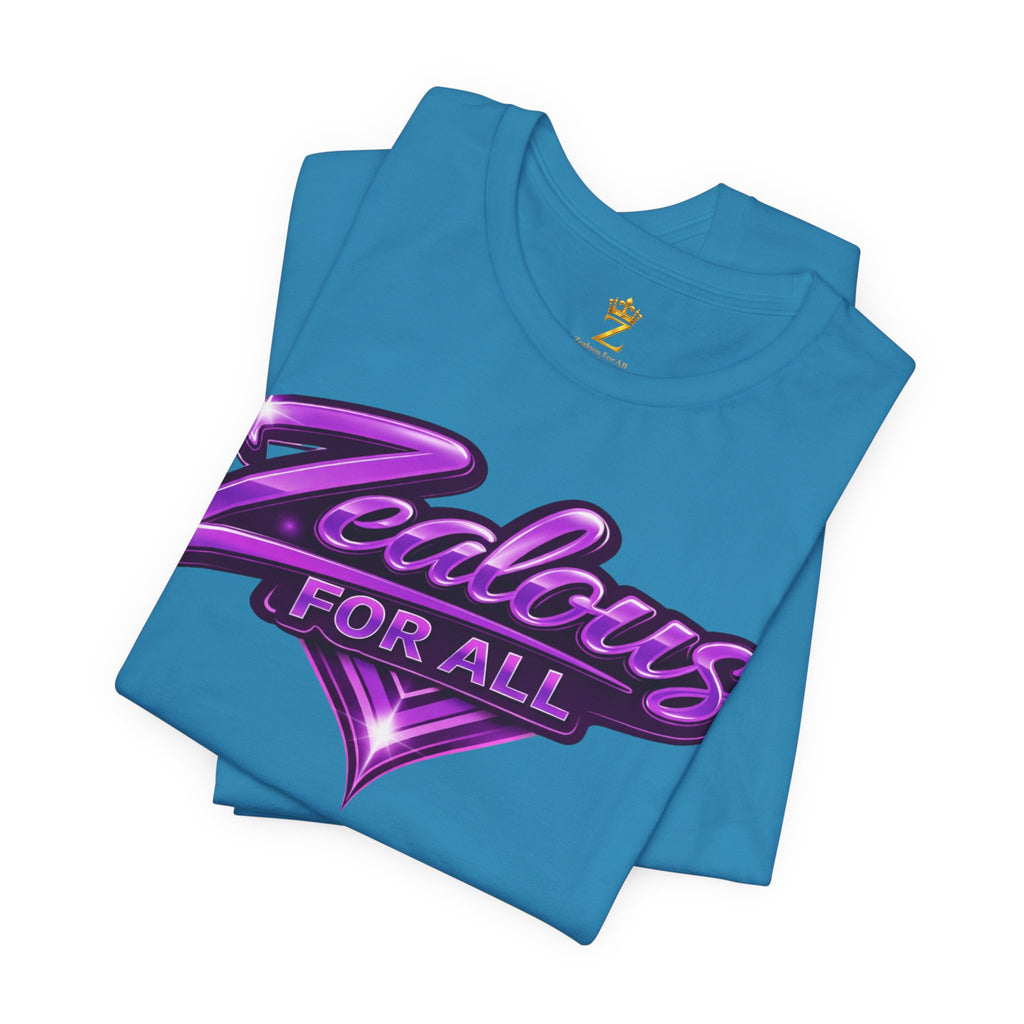 Zealous For All Graphic T-Shirt (Purple Logo) Printify