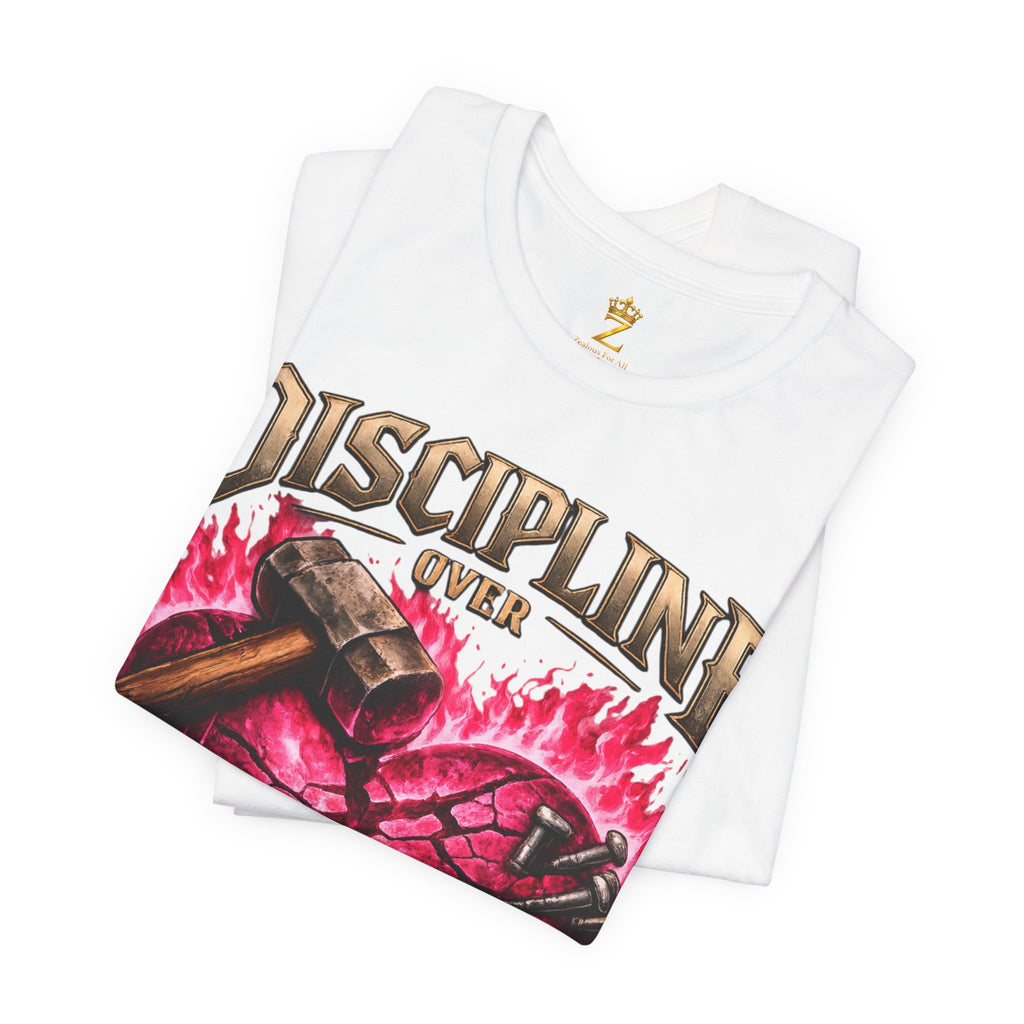 Discipline Over Emotions Premium Graphic T-Shirt (Hot Pink Heart) Printify