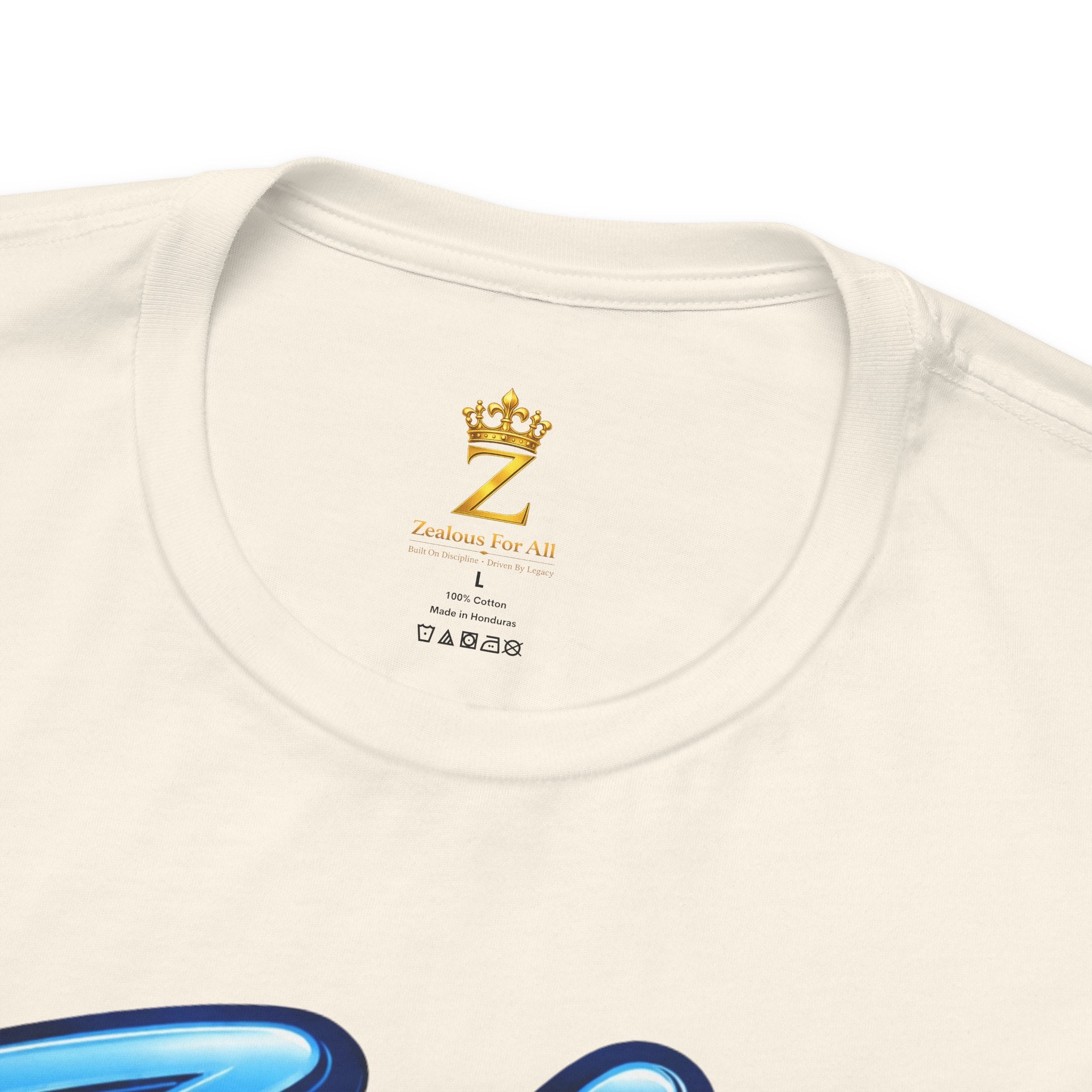 Zealous For All Graphic T-Shirt (Blue Logo) Printify