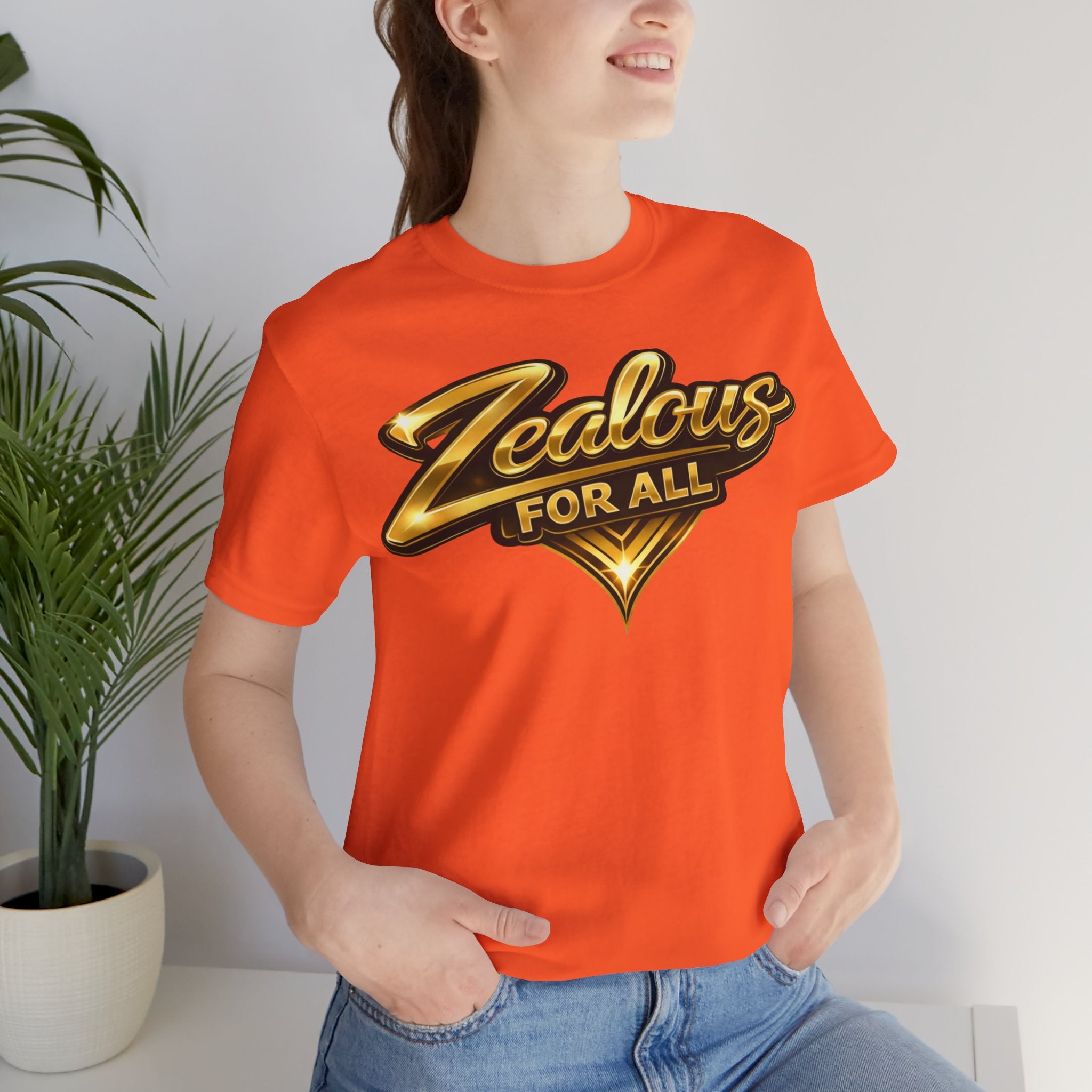 Zealous For All Graphic T-Shirt (Gold Logo) Printify