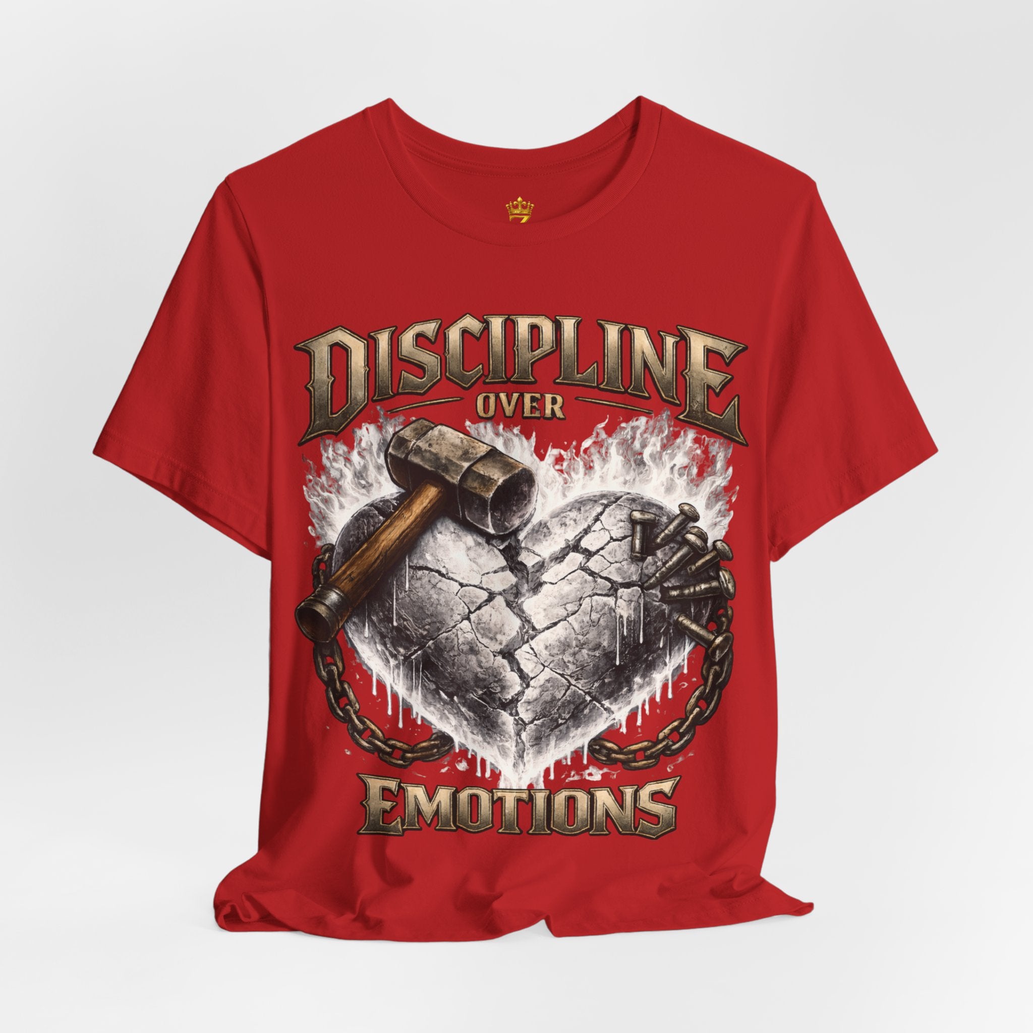 Discipline Over Emotions Premium Graphic T-Shirt (White Heart) Printify