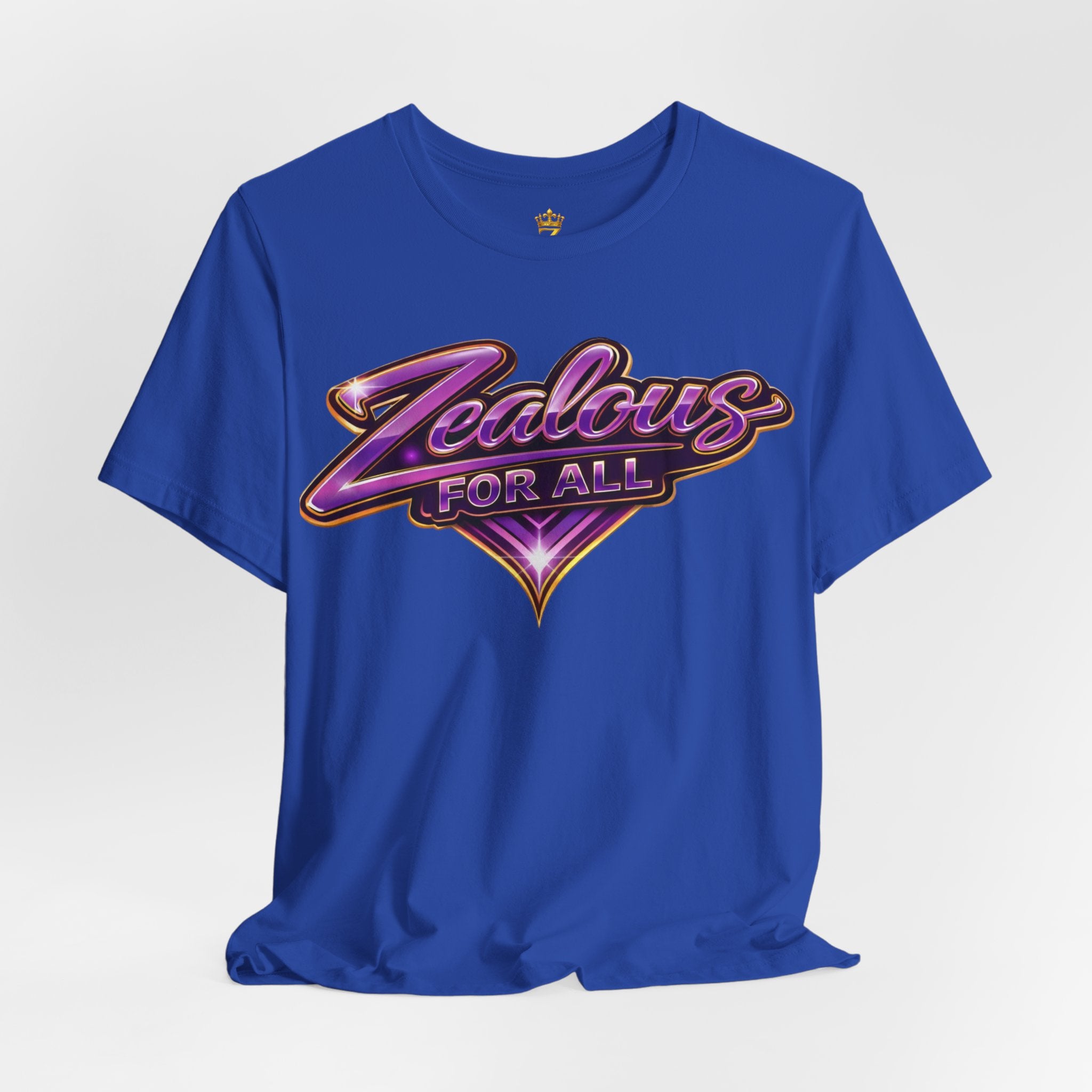 CUSTOM Zealous For All Graphic T-Shirt (Purple & Gold Trim Logo)