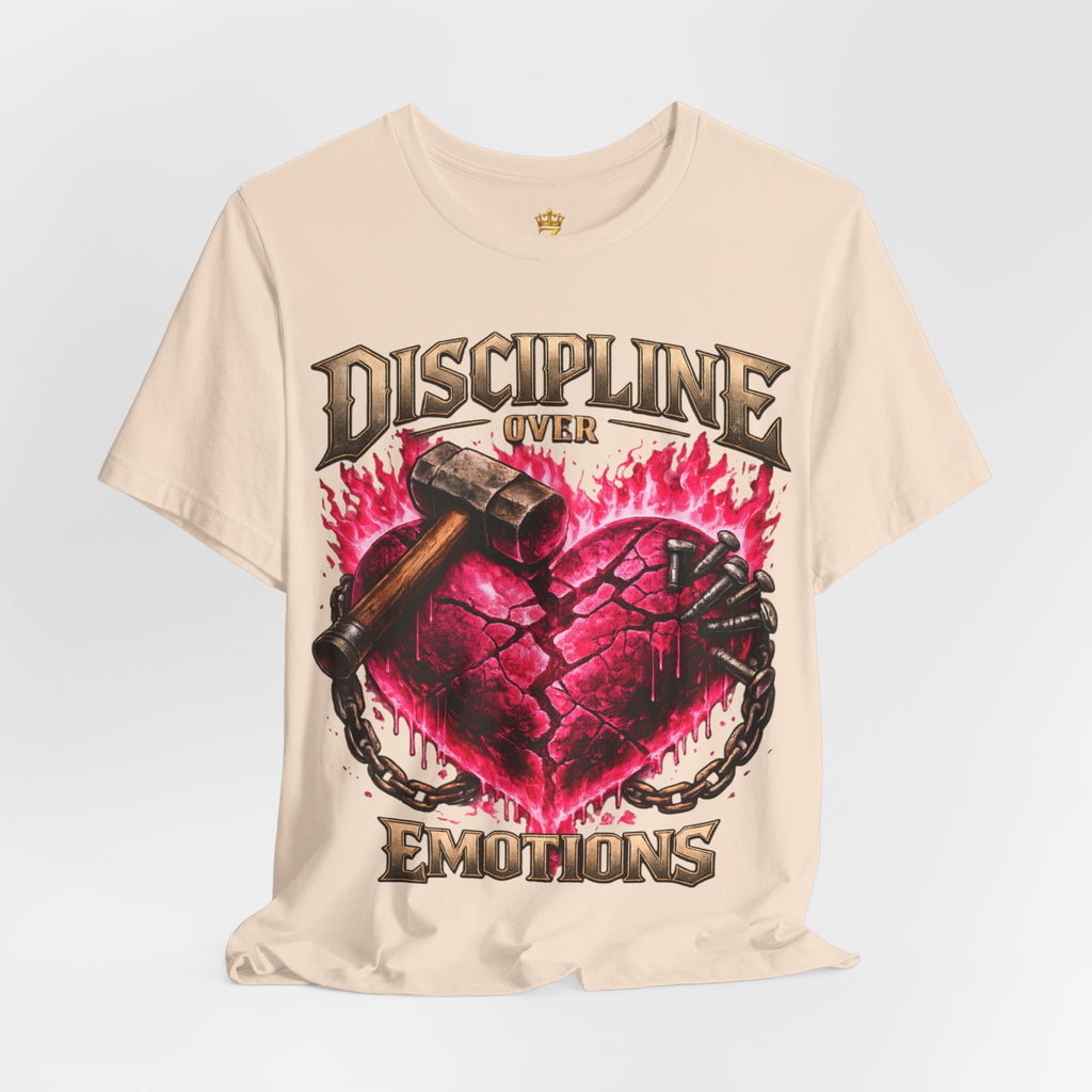Discipline Over Emotions Premium Graphic T-Shirt (Hot Pink Heart) Printify