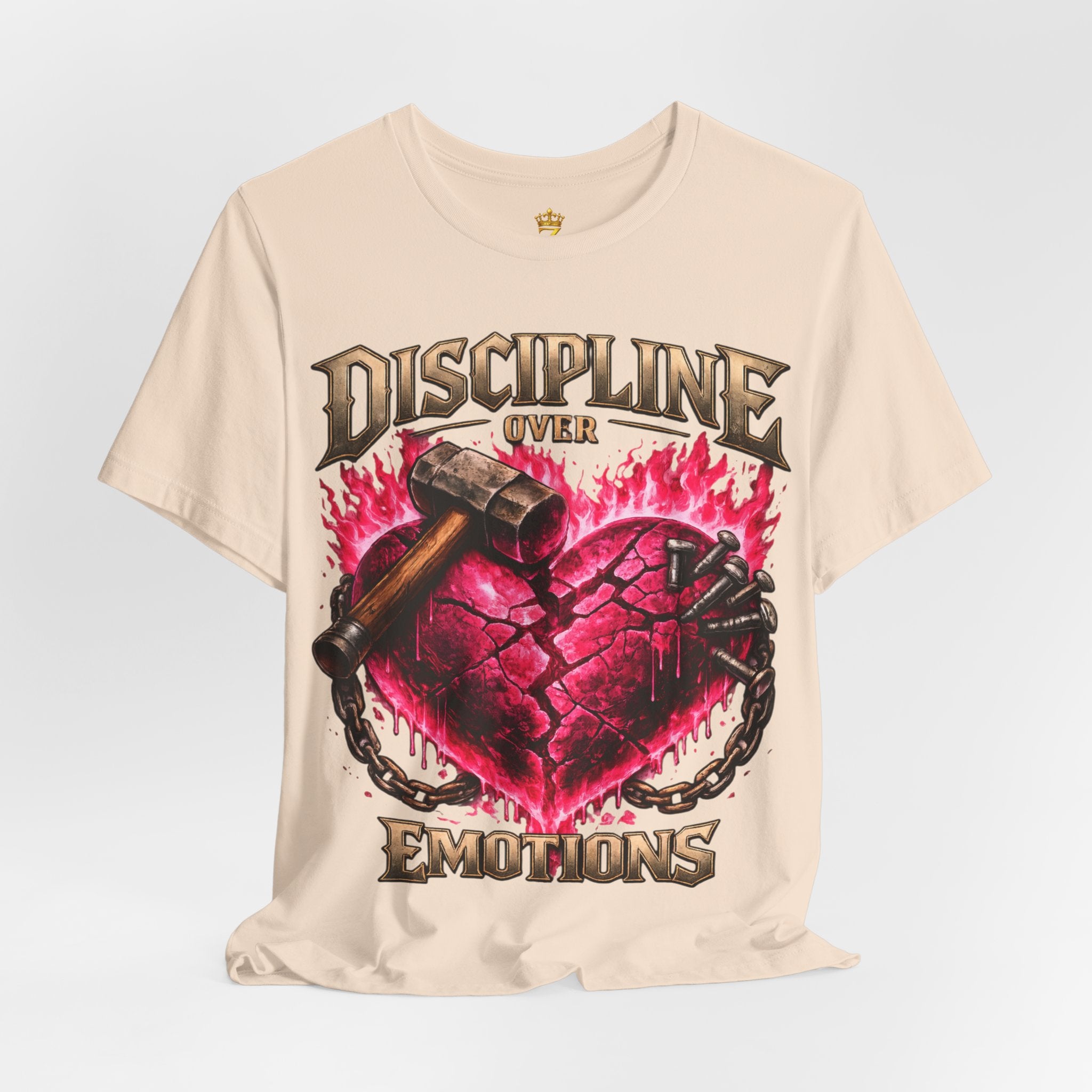 Discipline Over Emotions Premium Graphic T-Shirt (Hot Pink Heart) Printify