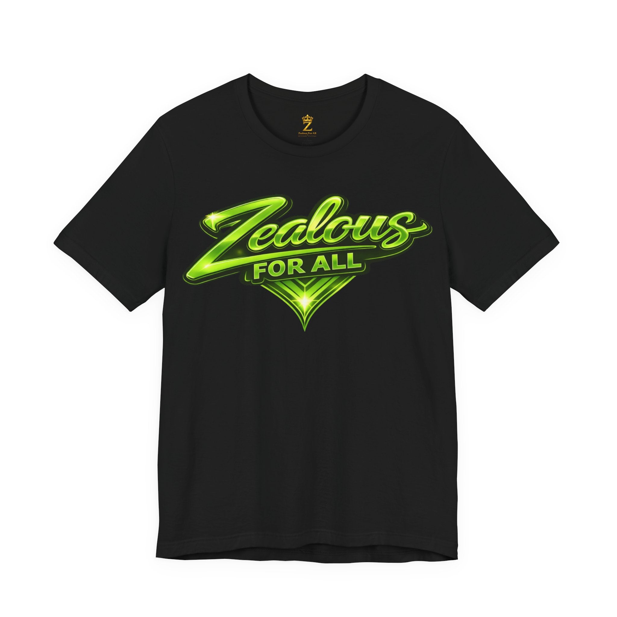 Zealous For All Graphic T-Shirt (Lime Green Logo) Printify