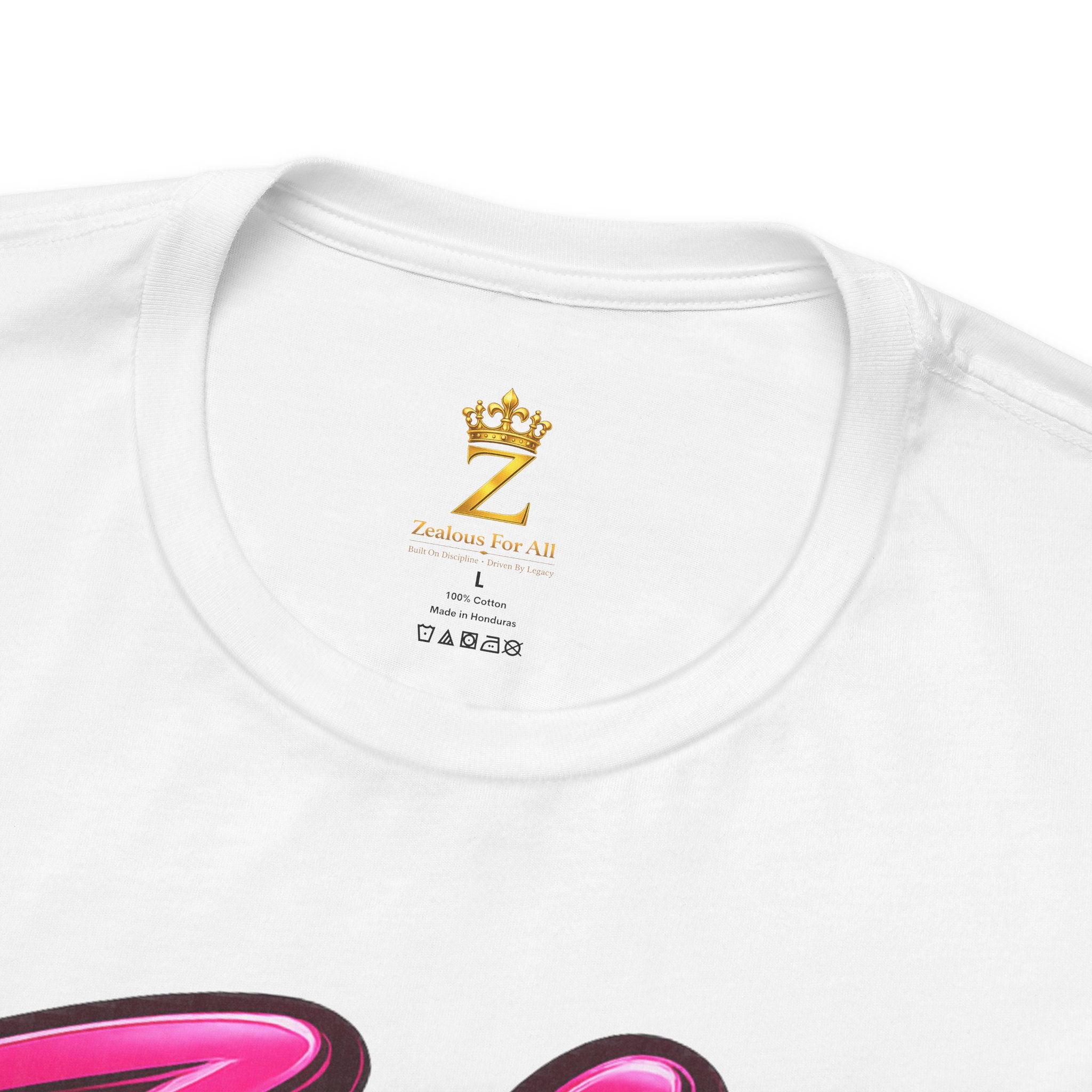 Zealous For All Graphic T-Shirt (Hot Pink Logo) Printify