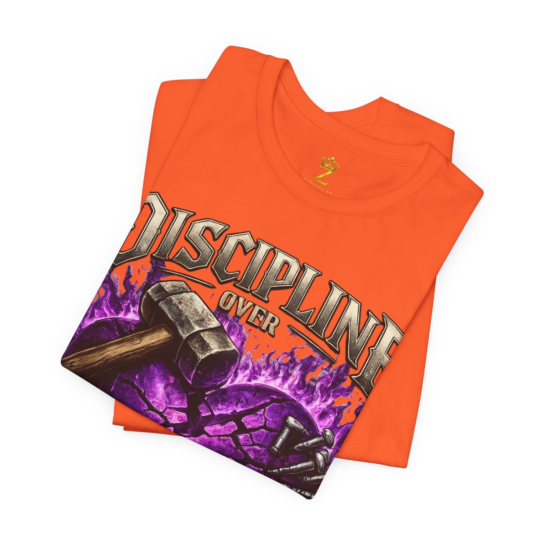 Discipline Over Emotions Premium Graphic T-Shirt (Purple Heart) Printify