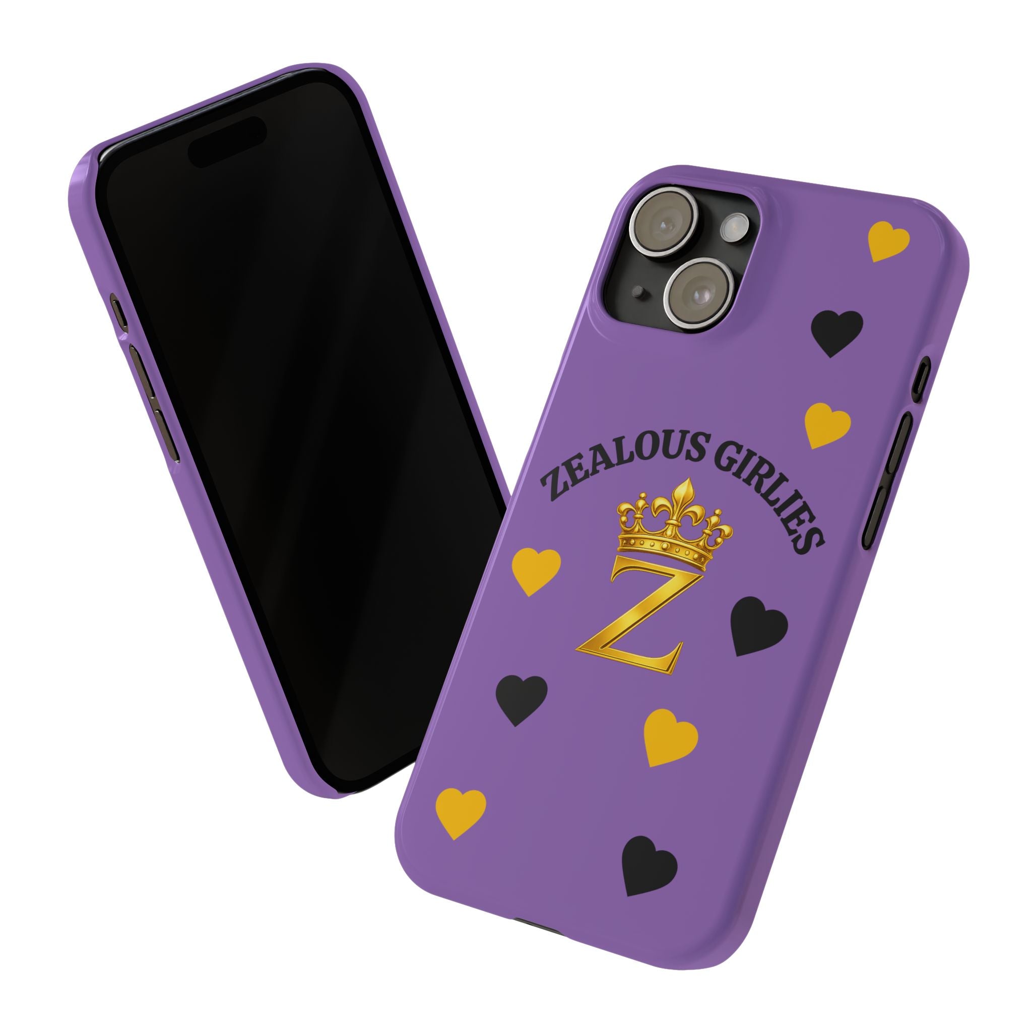 Zealous Girlies 'Z' Crown Slim Phone Case — Purple & Gold Heart Design Printify
