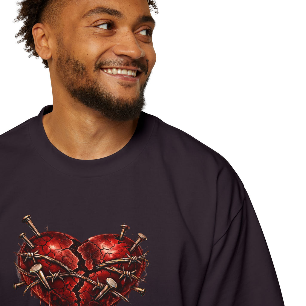 Oversized Discipline Over Emotions (Back) Graphic Tee (Red Heart) Printify