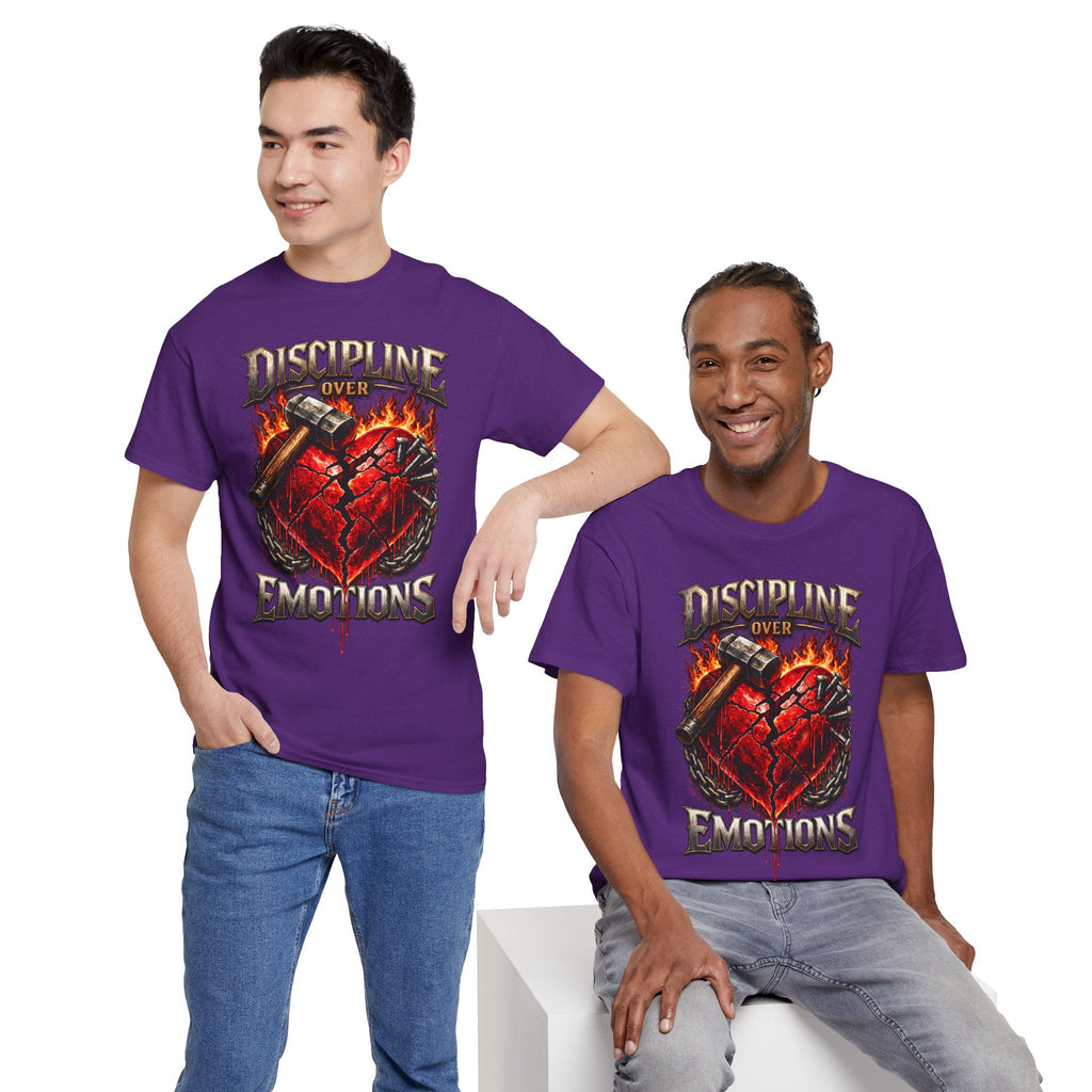 Discipline Over Emotions Graphic T-Shirt (Red Heart) Printify