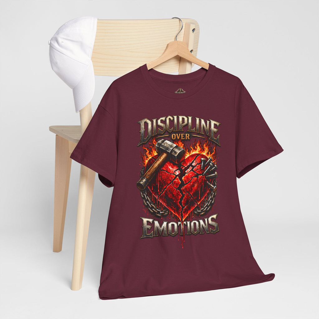 Discipline Over Emotions Graphic T-Shirt (Red Heart) Printify