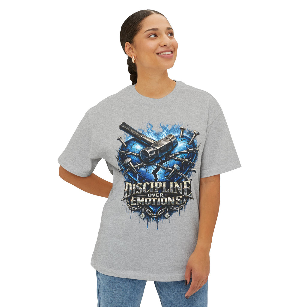 CEO KHI EDITION *Oversized* Discipline Over Emotions Graphic T-Shirt (Blue Heart) Printify