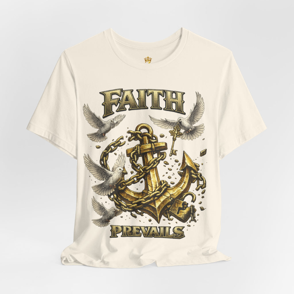 Faith Prevails T‑Shirt (Gold Anchor) Printify