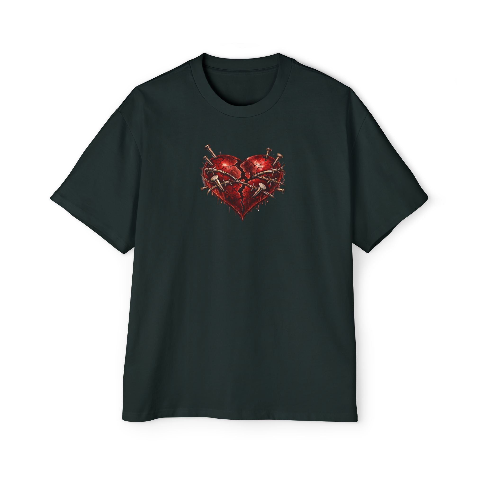 Oversized Discipline Over Emotions (Back) Graphic Tee (Red Heart) Printify