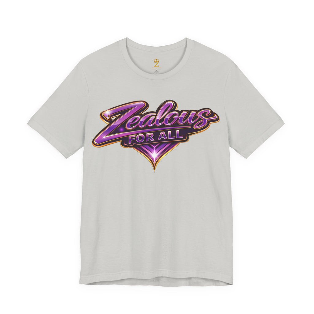 CUSTOM Zealous For All Graphic T-Shirt (Purple & Gold Trim Logo)