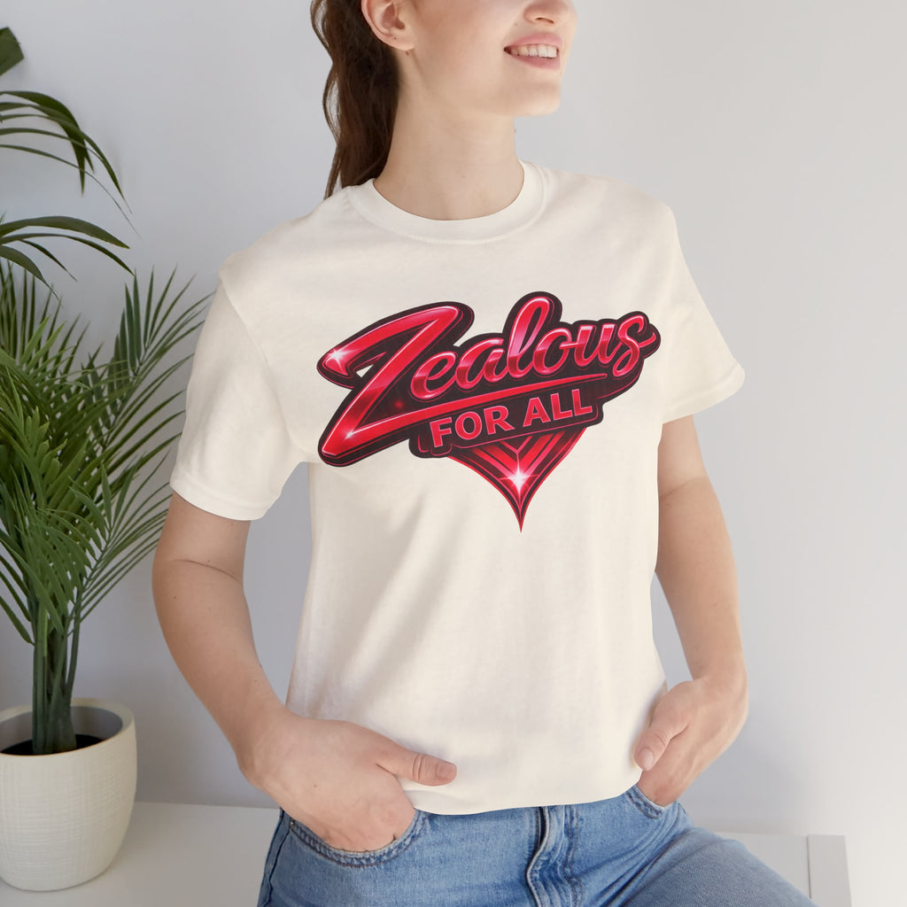 Zealous For All Graphic T-Shirt (Red Logo) Printify