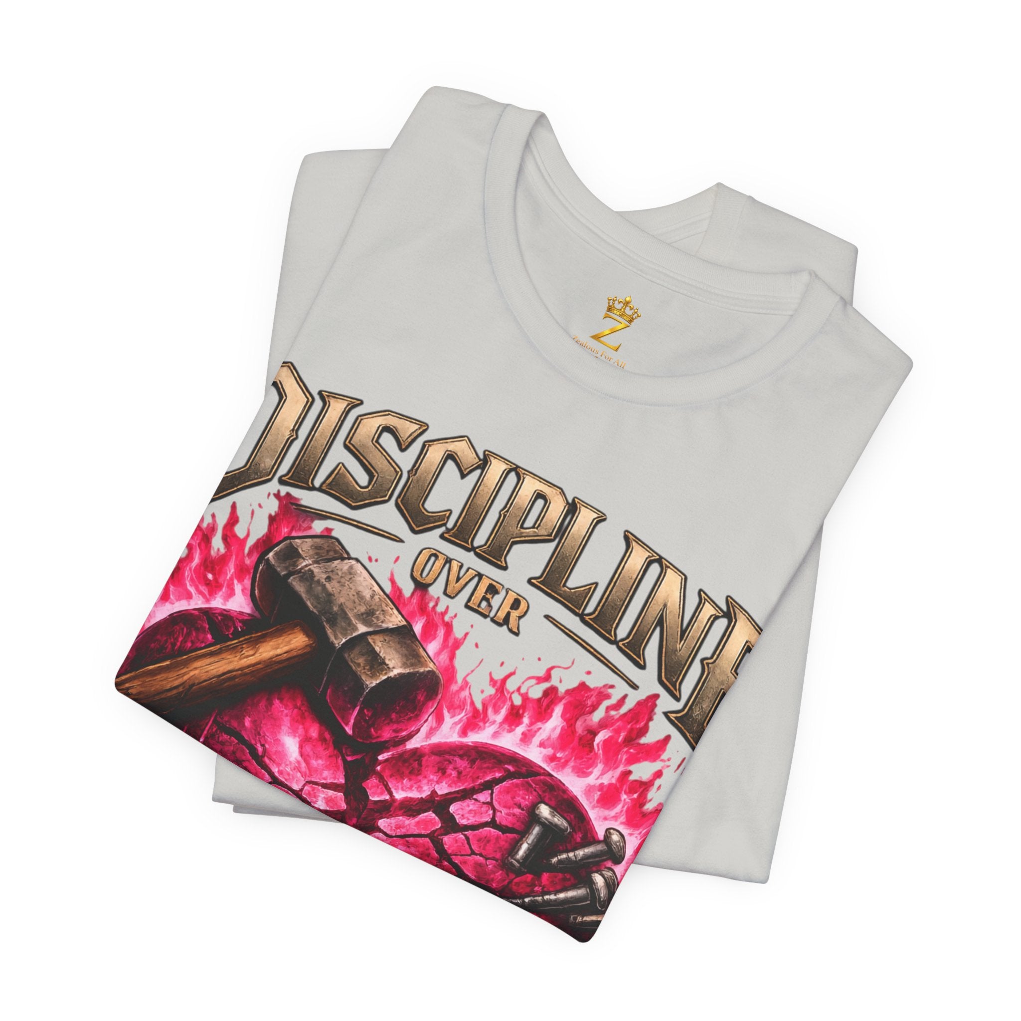 Discipline Over Emotions Premium Graphic T-Shirt (Hot Pink Heart) Printify
