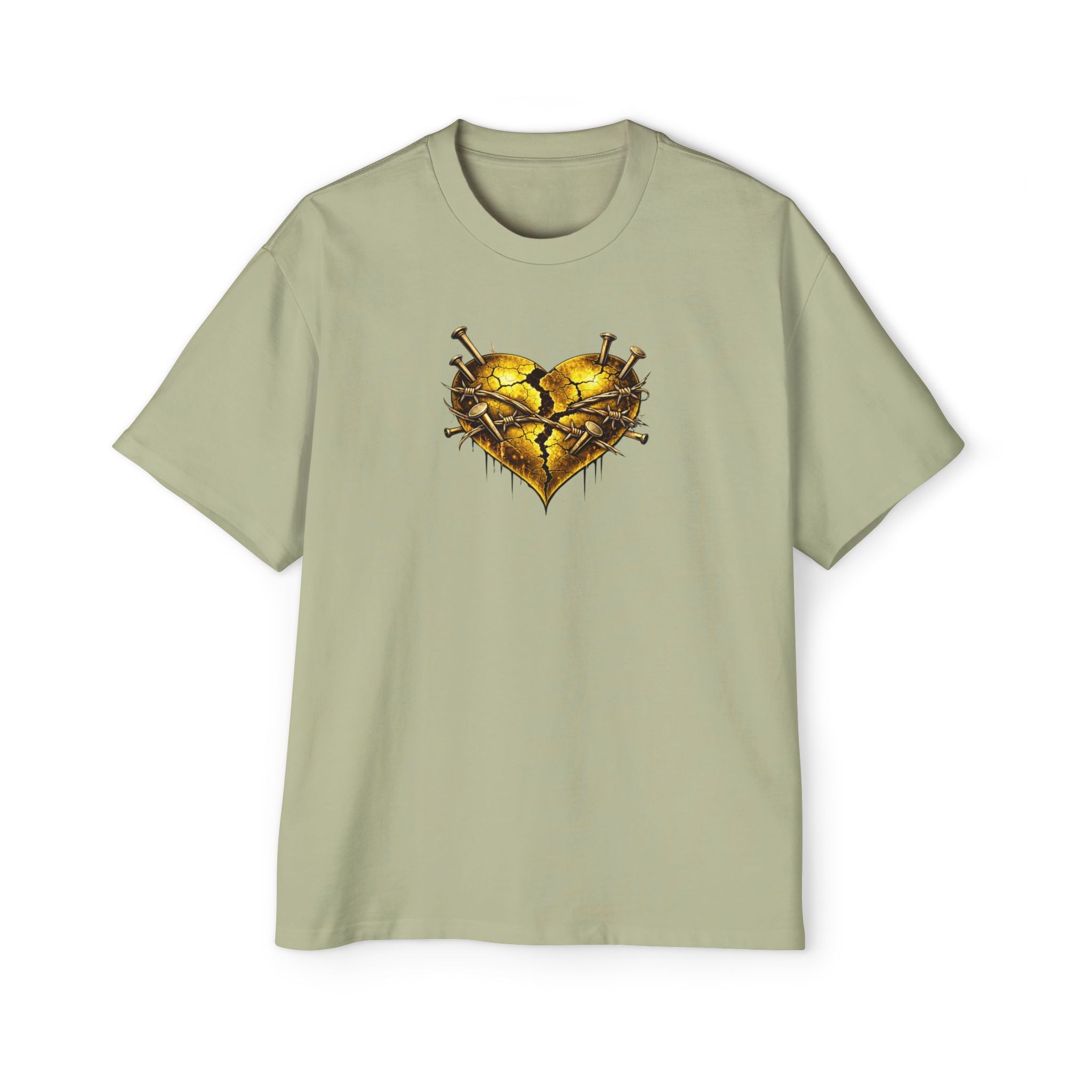 Oversized Discipline Over Emotions (Back) Graphic Tee (Gold Heart) Printify