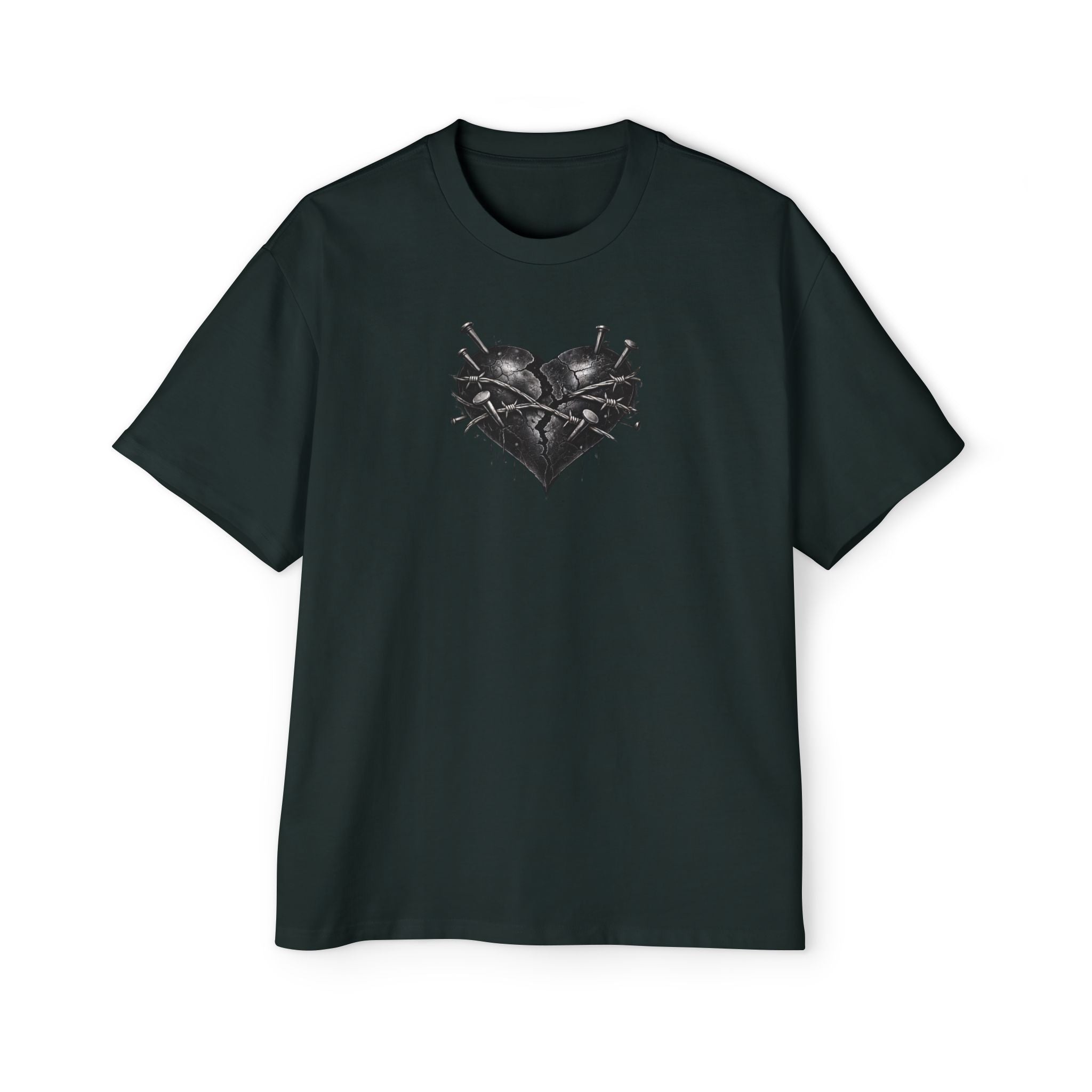Oversized Discipline Over Emotions (Back) Graphic Tee (Black Heart) Printify