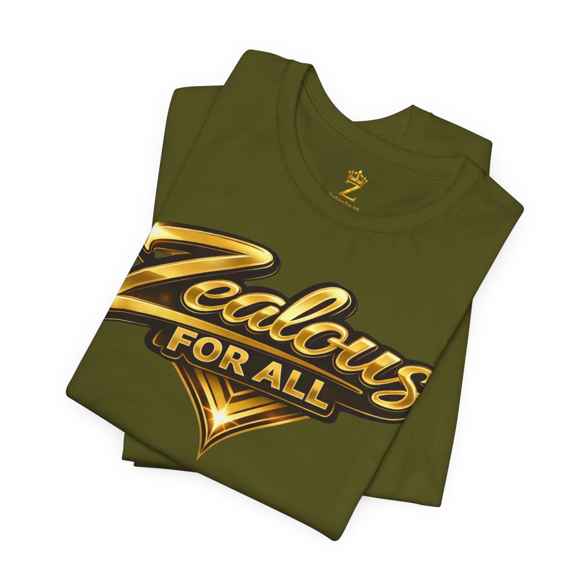 Zealous For All Graphic T-Shirt (Gold Logo) Printify