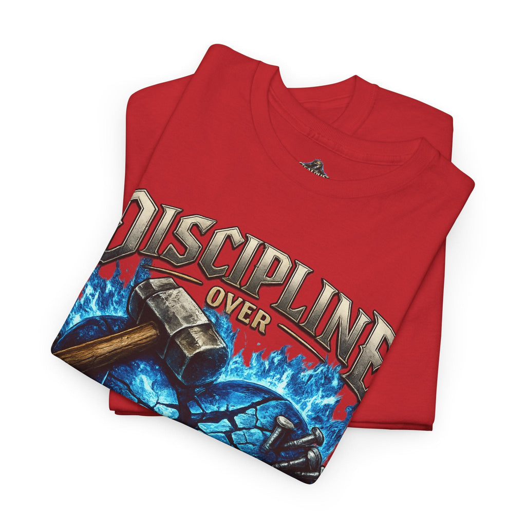 Discipline Over Emotions Graphic T-Shirt (Blue Heart) Printify