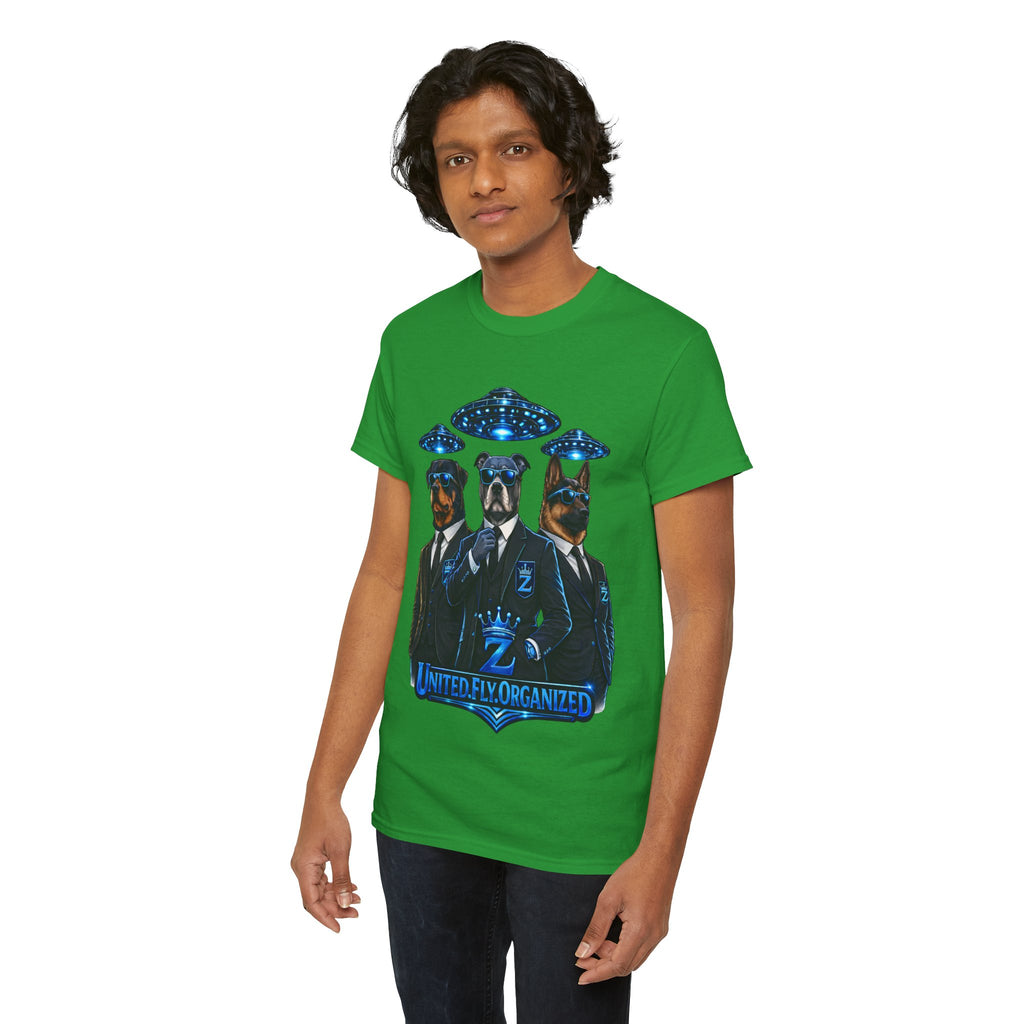 Adult "United. Fly. Organized." Graphic Tee (Blue) Printify