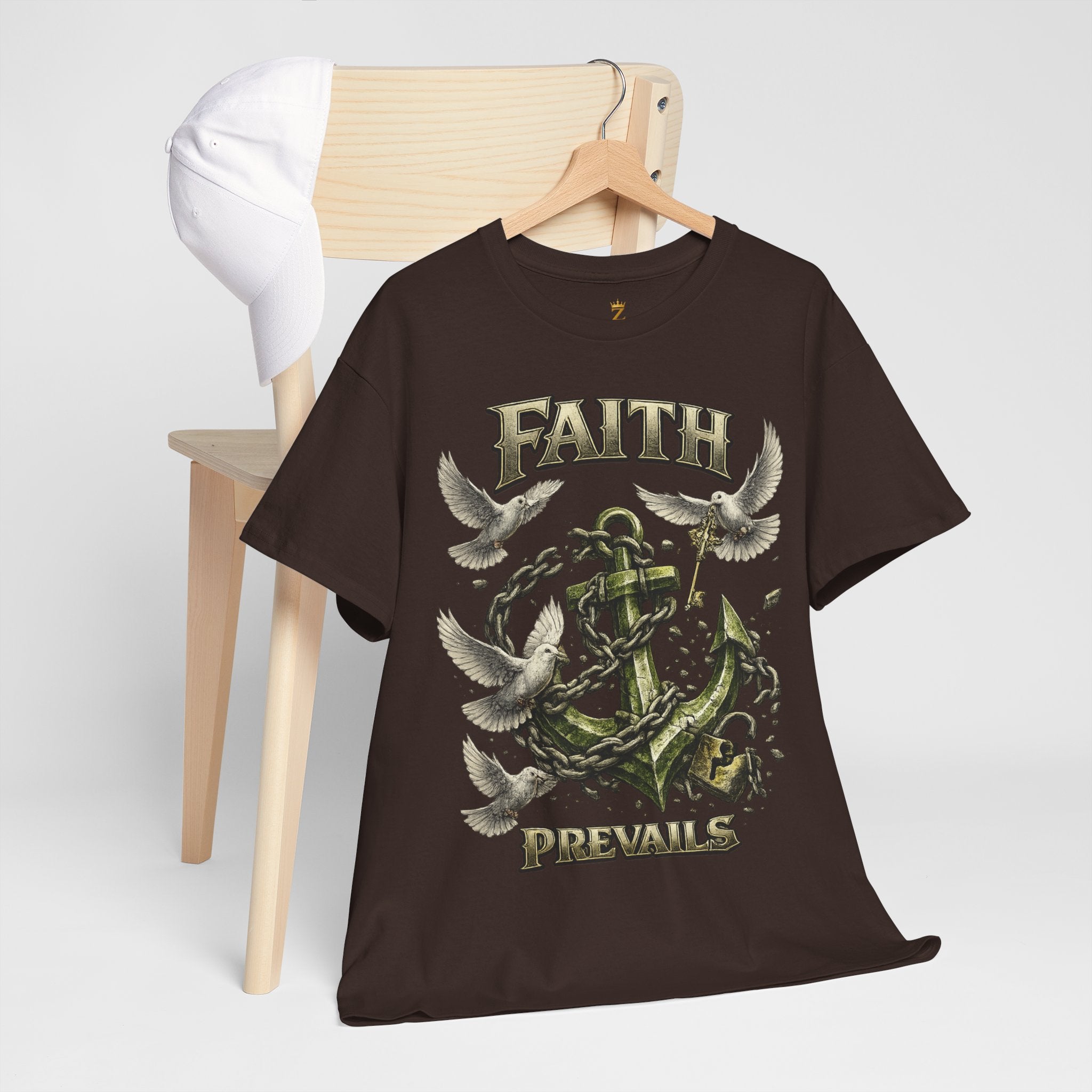 Adult Faith Prevails Anchor T-Shirt (Green Anchor) Printify
