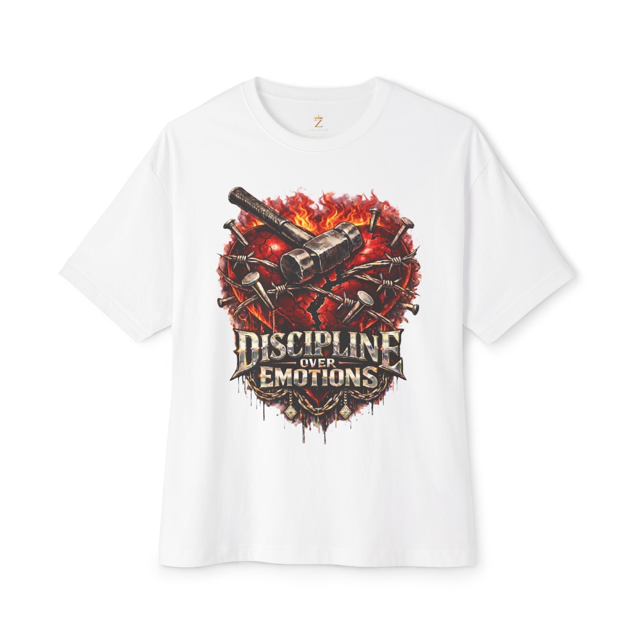 CEO CHAD EDITION *Oversized* Discipline Over Emotions Graphic Tee (Red Heart) Printify