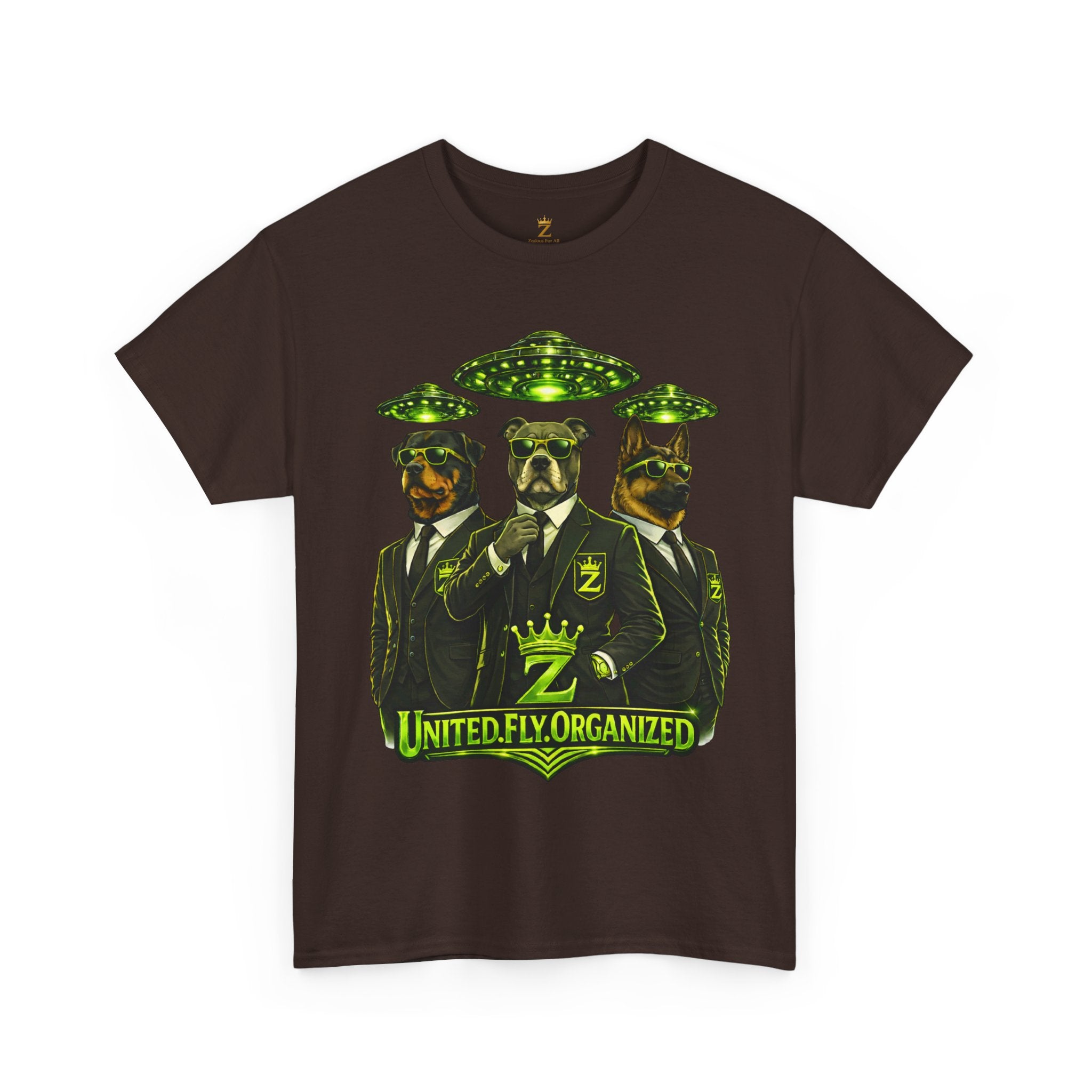 Adult "United. Fly. Organized." Graphic Tee (Lime Green) Printify