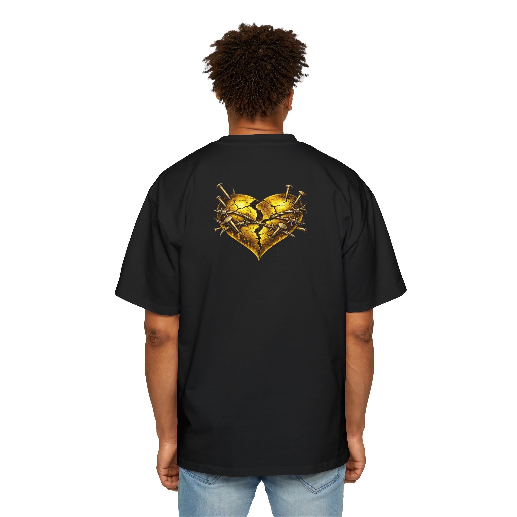 Oversized Discipline Over Emotions Graphic Tee (Gold Heart) Printify