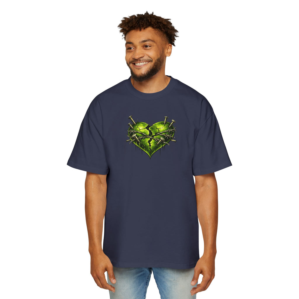 Adult *Oversized* Discipline Over Emotions (Back) Graphic Tee (Lime Green Heart) Printify