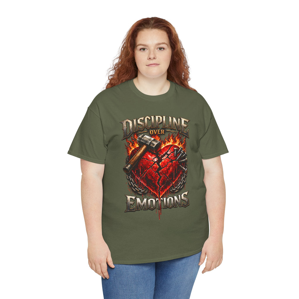 Discipline Over Emotions Graphic T-Shirt (Red Heart) Printify