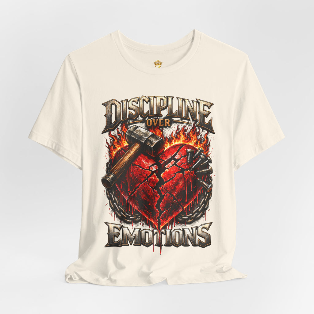 Discipline Over Emotions Premium Graphic T-Shirt (Red Heart) Printify