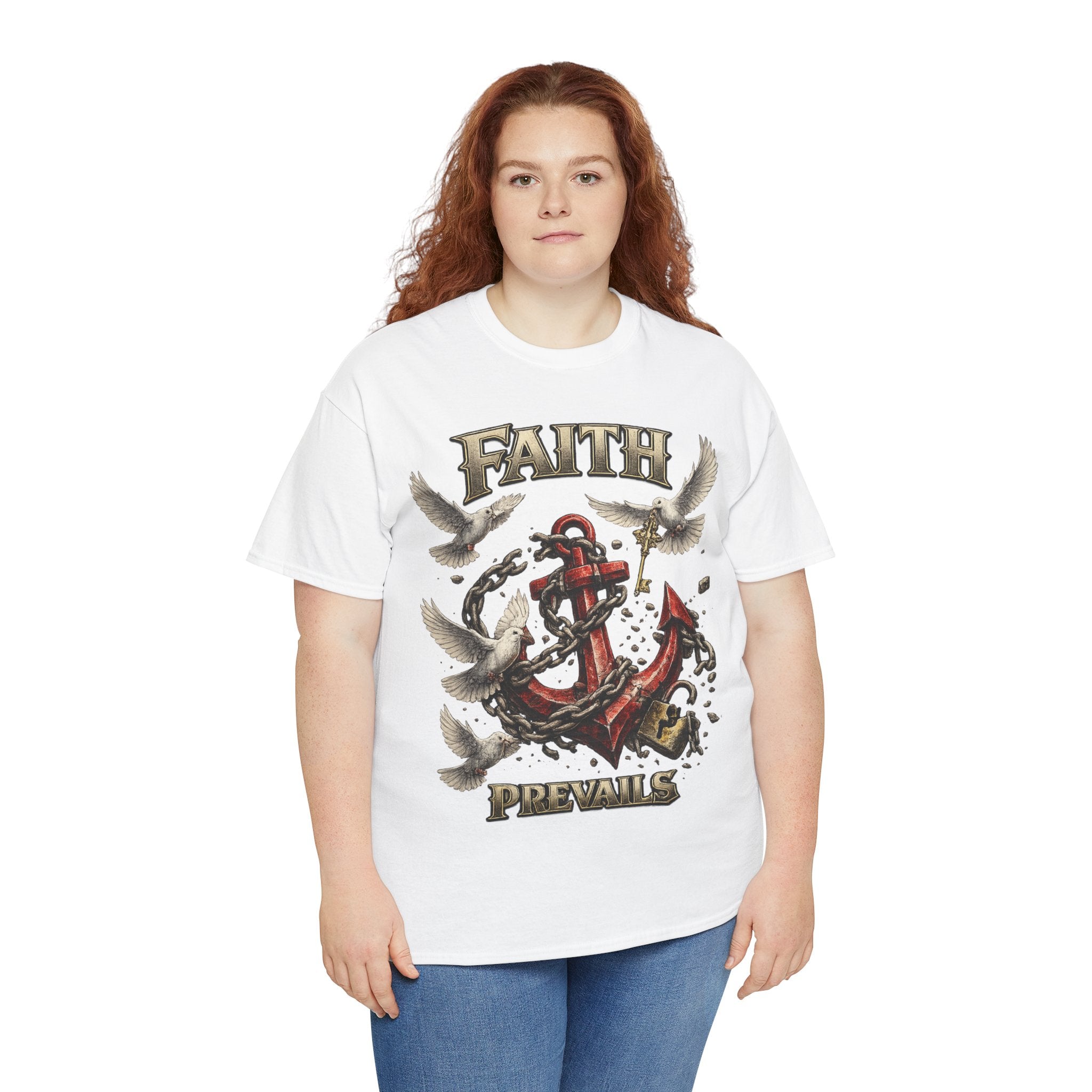 Adult Faith Prevails T‑Shirt (Red Anchor) Printify