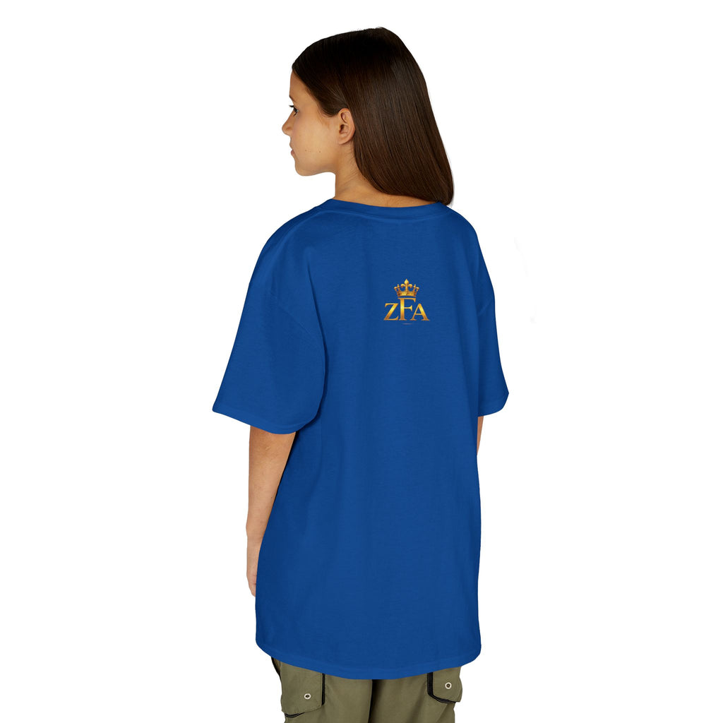 First Kids Zealous For All T-Shirt Drop 01 — Gold Logo Kids Tee Printify