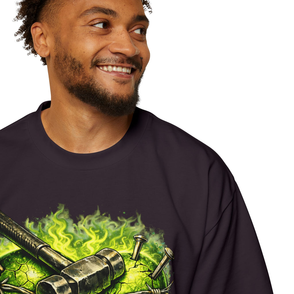 Oversized Discipline Over Emotions Graphic Tee (Green Heart) Printify