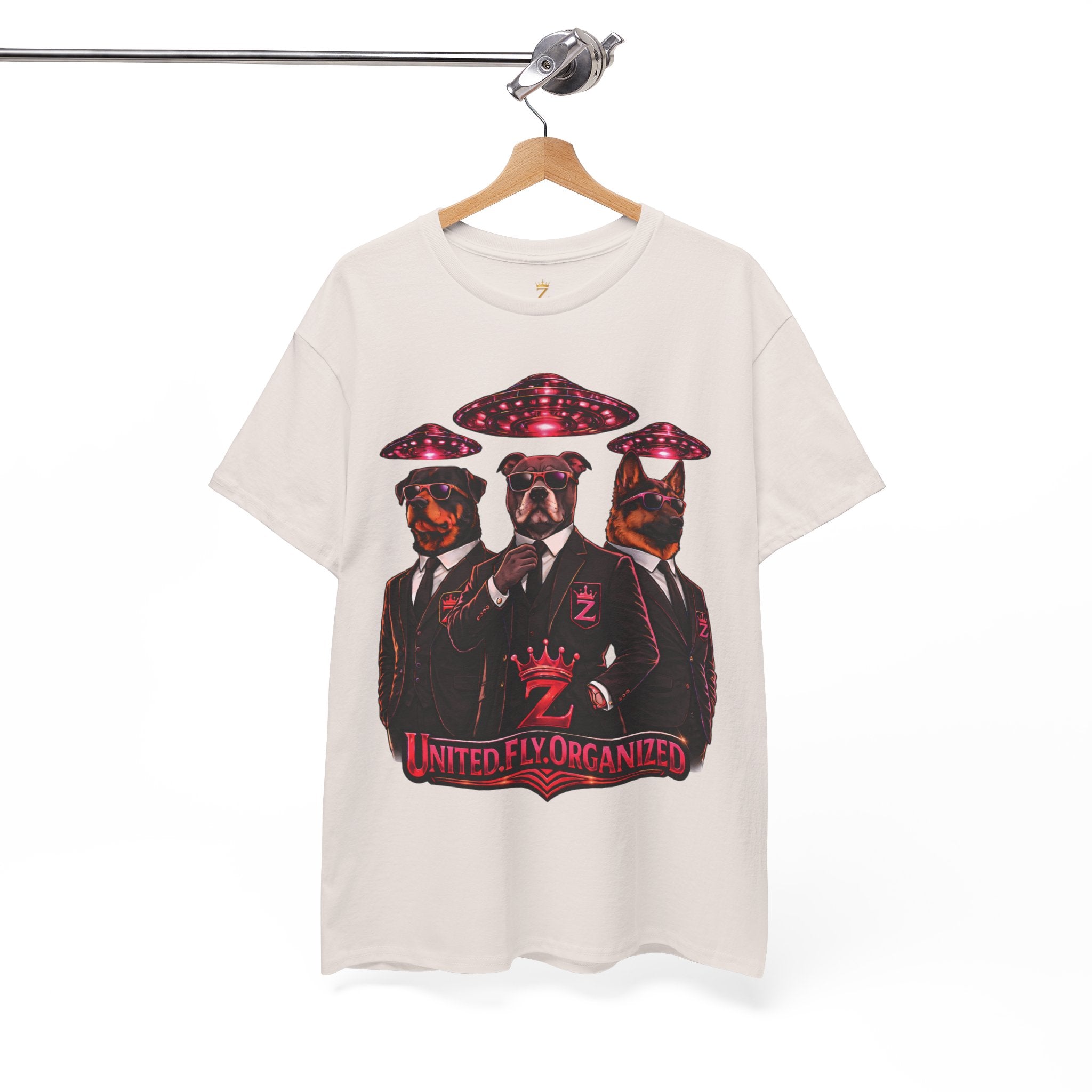 Adult "United. Fly. Organized." Graphic Tee (Hot Pink) Printify