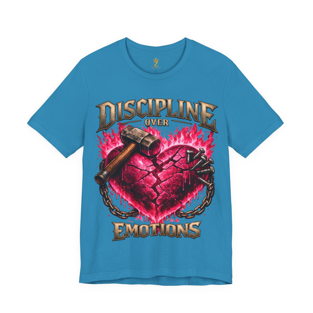Discipline Over Emotions Premium Graphic T-Shirt (Hot Pink Heart) Printify