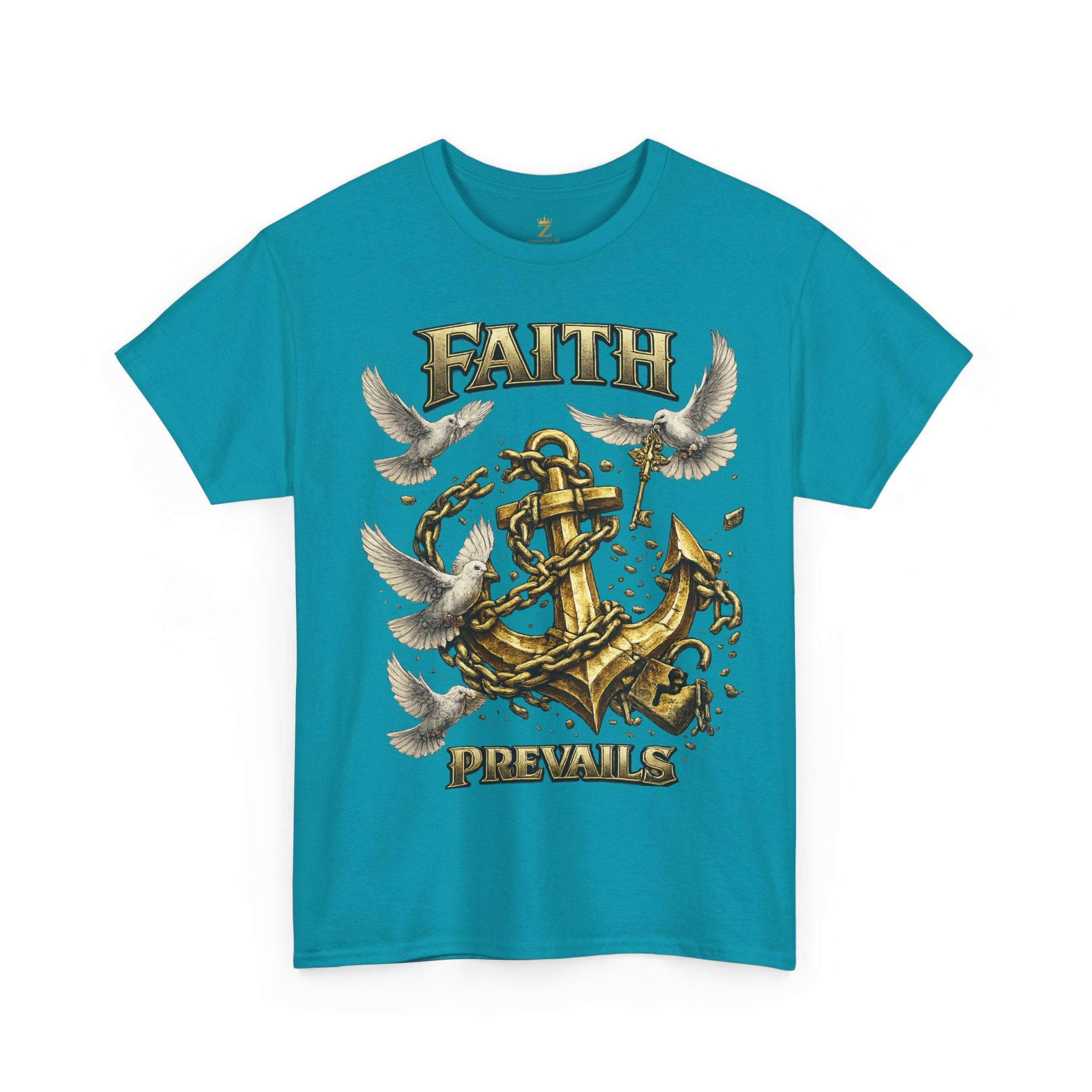 Adult Faith Prevails Anchor T-Shirt (Gold Anchor) Printify