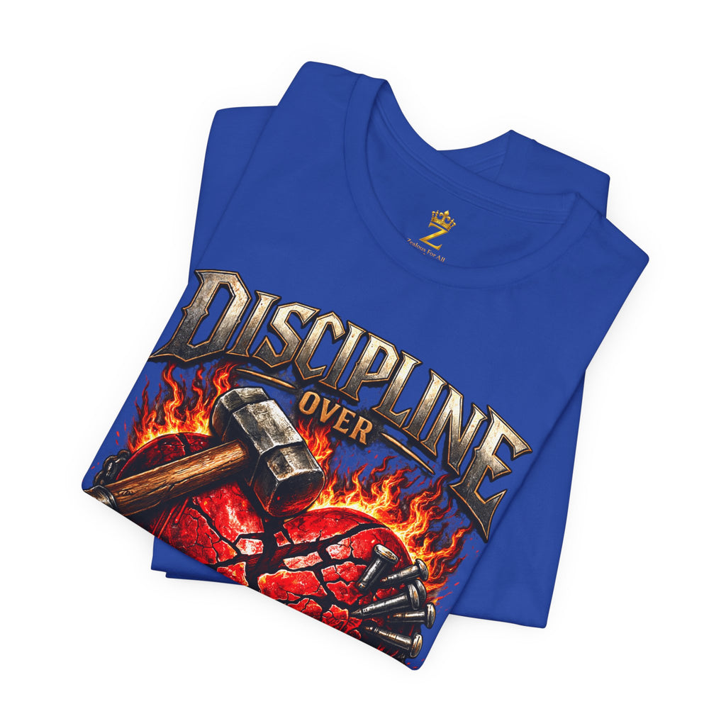 Discipline Over Emotions Premium Graphic T-Shirt (Red Heart) Printify