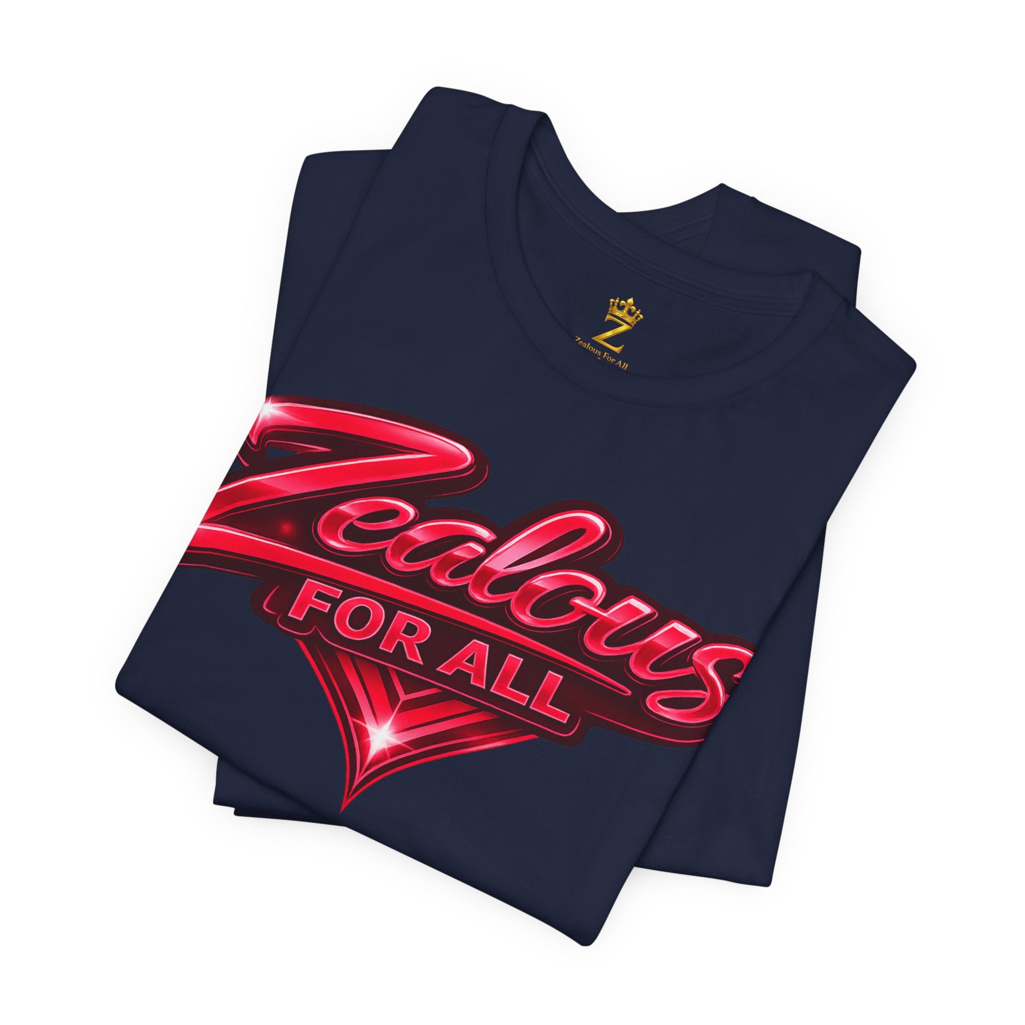 Zealous For All Graphic T-Shirt (Red Logo) Printify