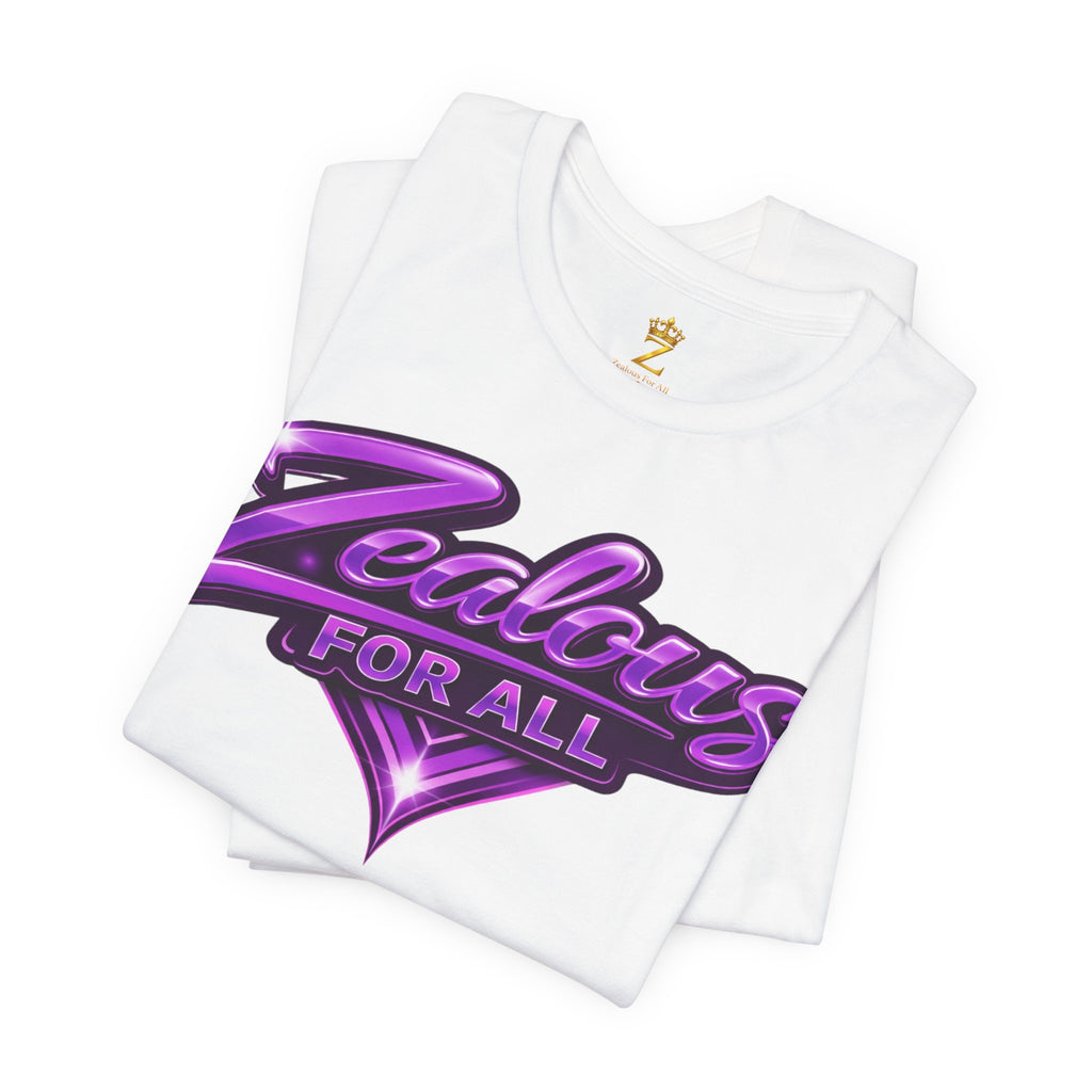 Zealous For All Graphic T-Shirt (Purple Logo) Printify
