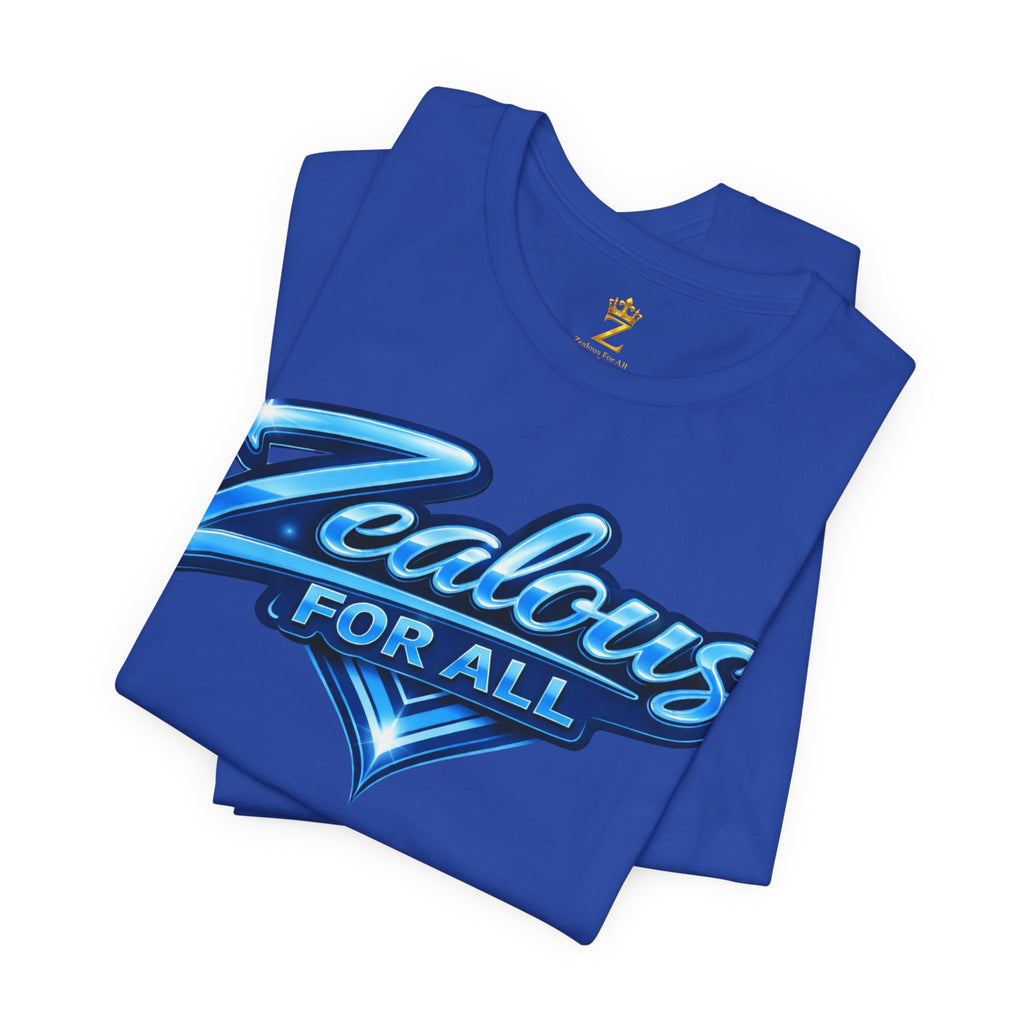 Zealous For All Graphic T-Shirt (Blue Logo) Printify