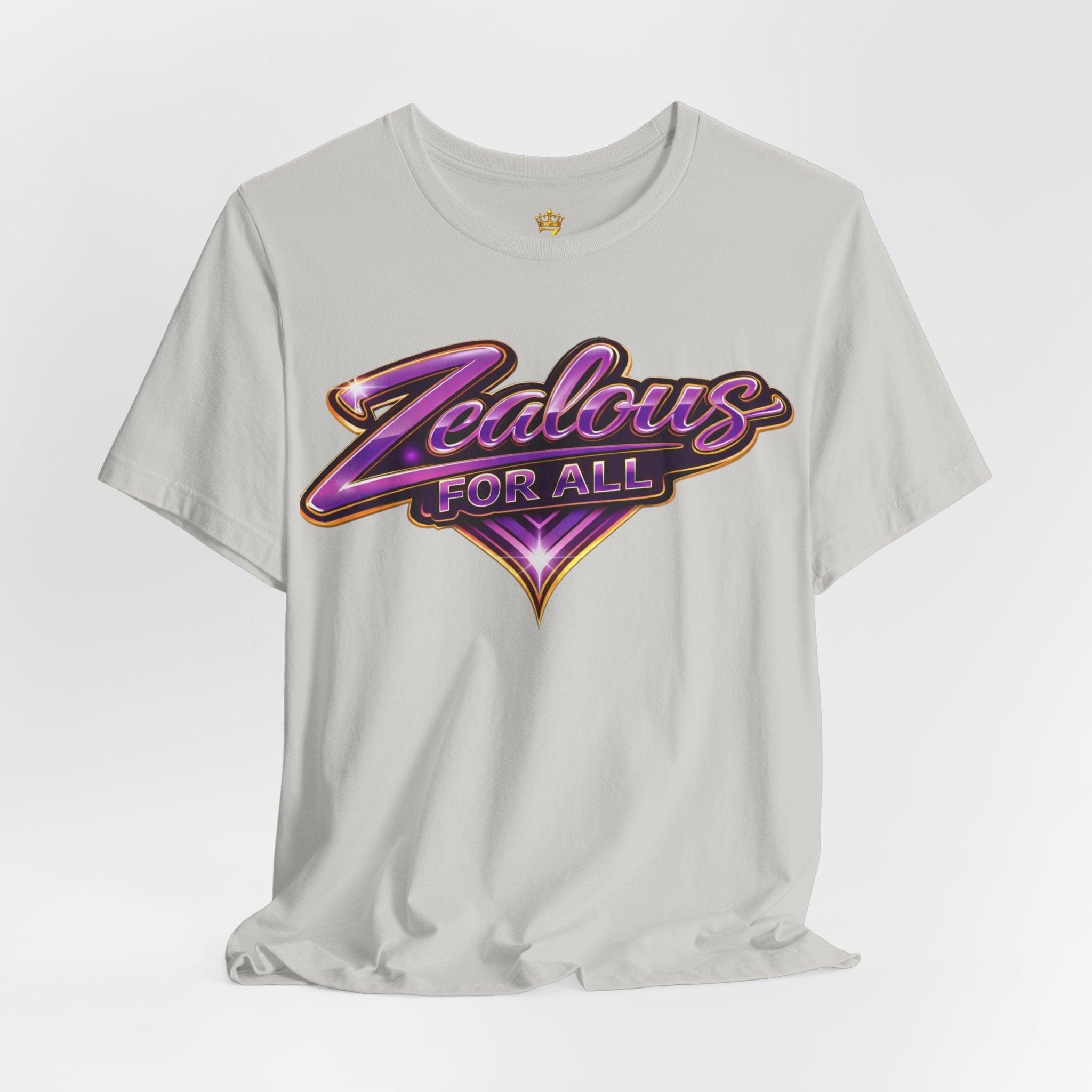 CUSTOM Zealous For All Graphic T-Shirt (Purple & Gold Trim Logo)