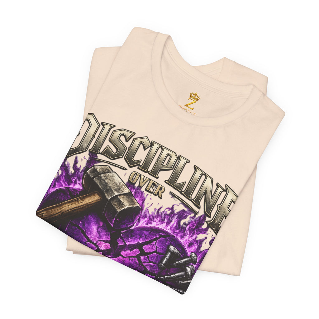 Discipline Over Emotions Premium Graphic T-Shirt (Purple Heart) Printify
