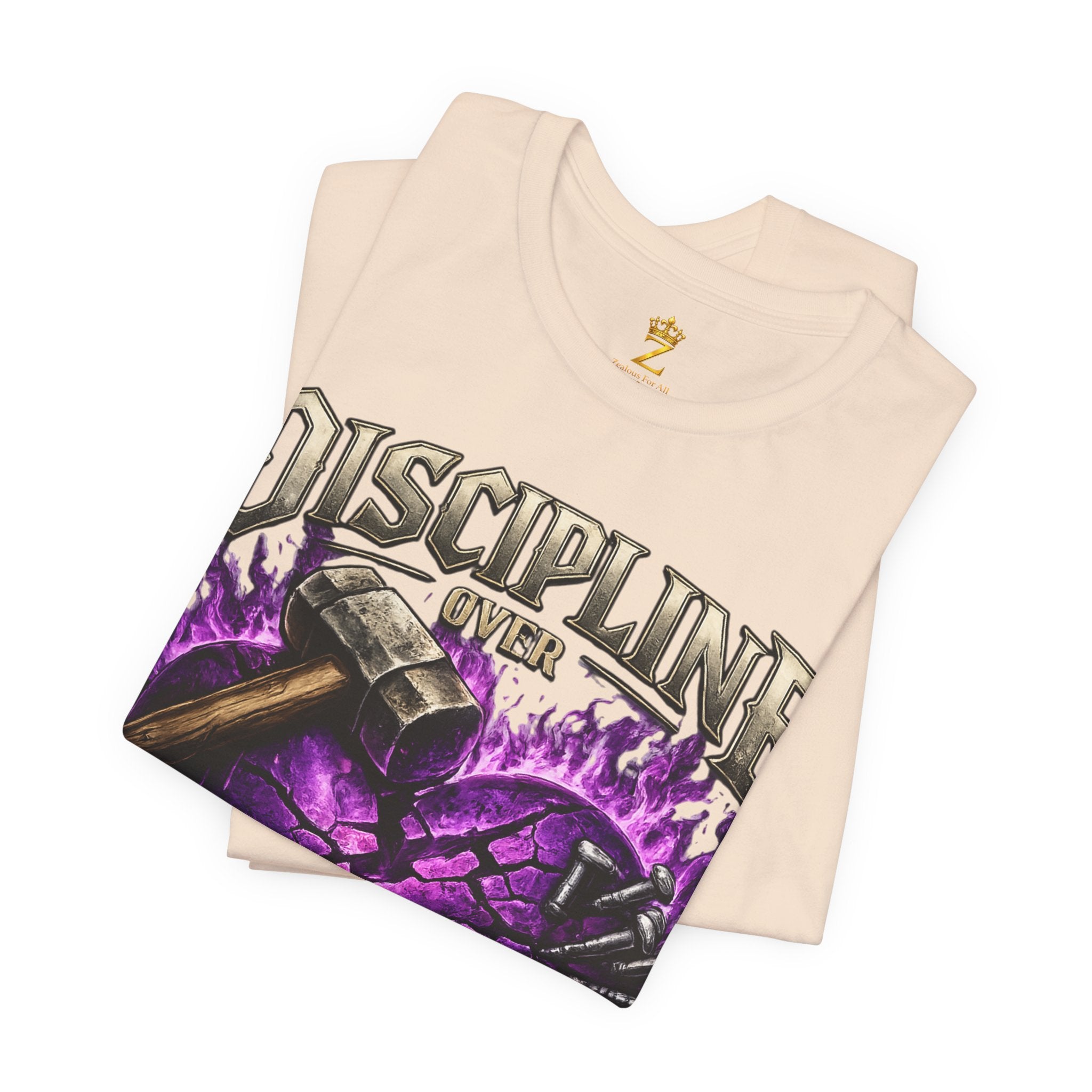 Discipline Over Emotions Premium Graphic T-Shirt (Purple Heart) Printify