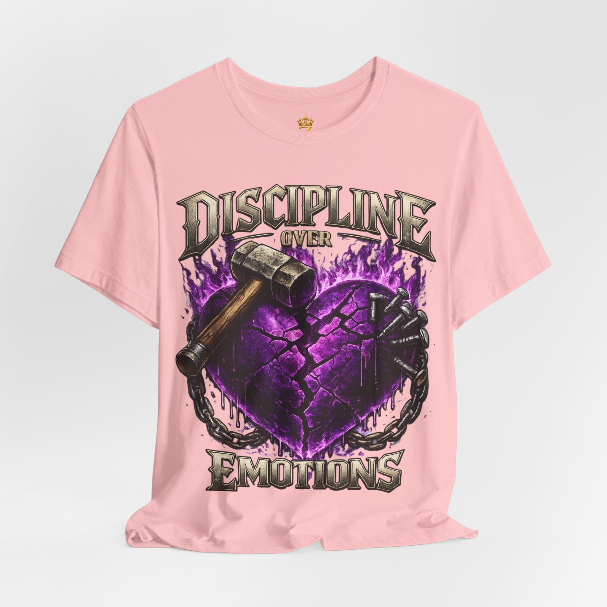 Discipline Over Emotions Premium Graphic T-Shirt (Purple Heart) Printify