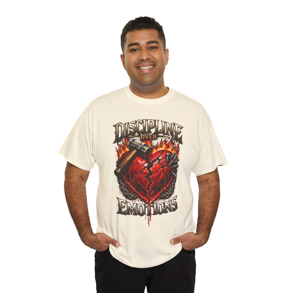 Discipline Over Emotions Graphic T-Shirt (Red Heart) Printify