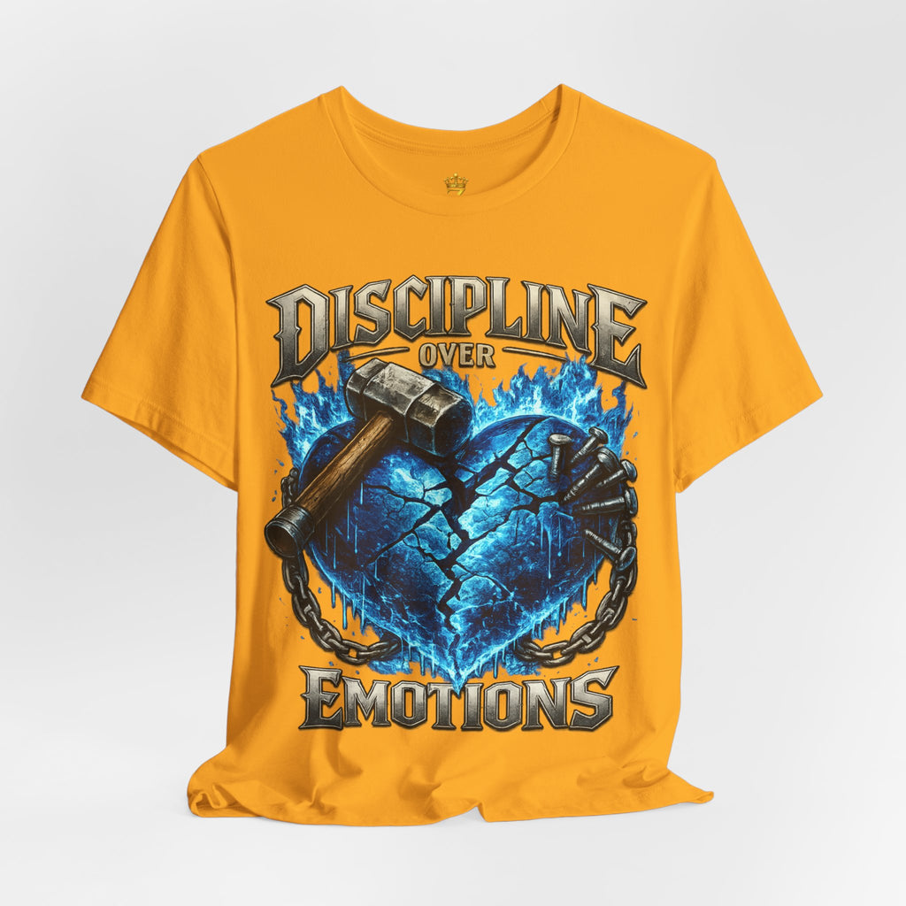 Discipline Over Emotions Premium Graphic T-Shirt (Blue Heart) Printify